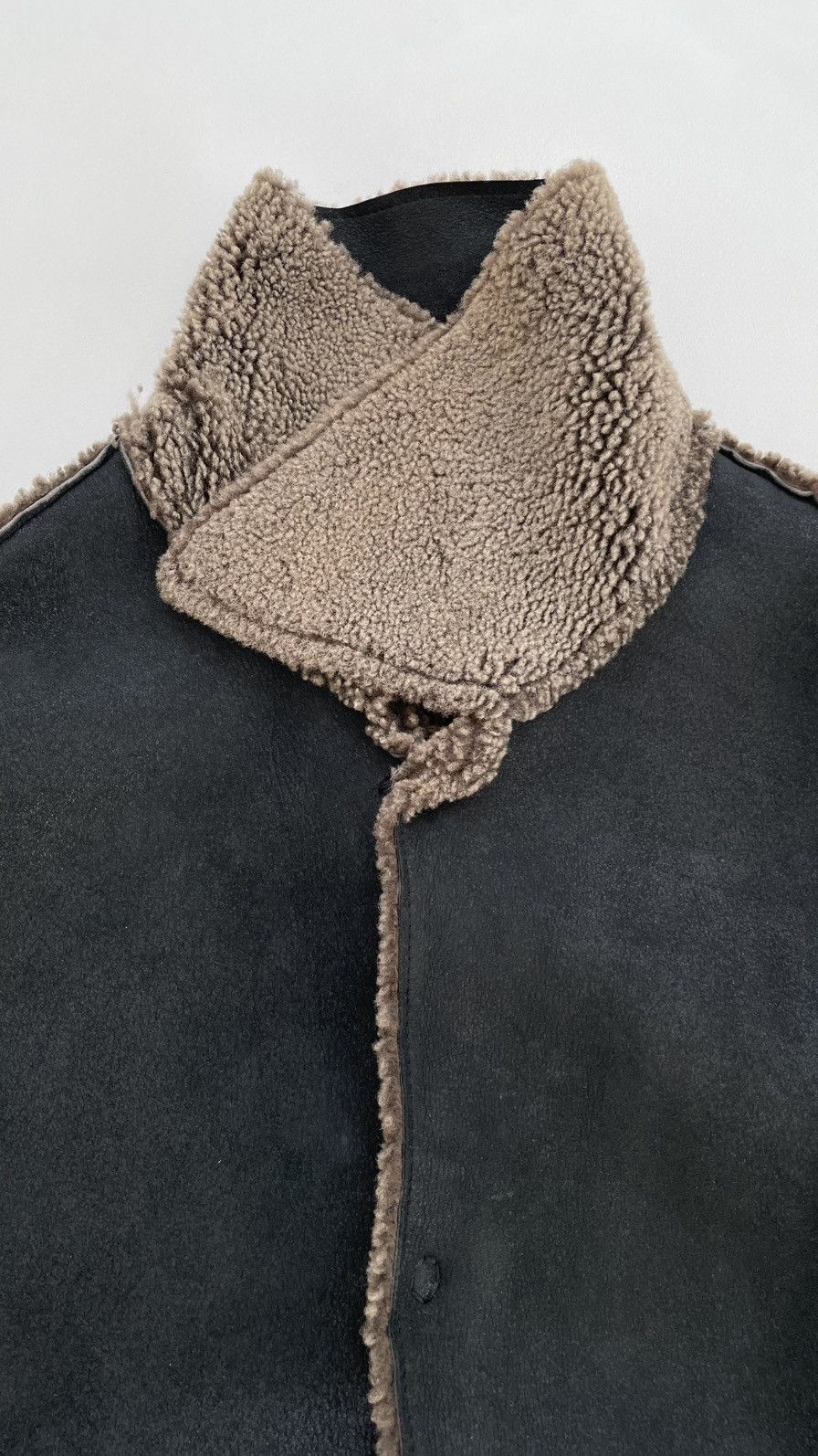 Ann Demeulemeester Early 2000s Black/Brown Shearling Jacket Size US M / EU 48-50 / 2 - 8 Thumbnail