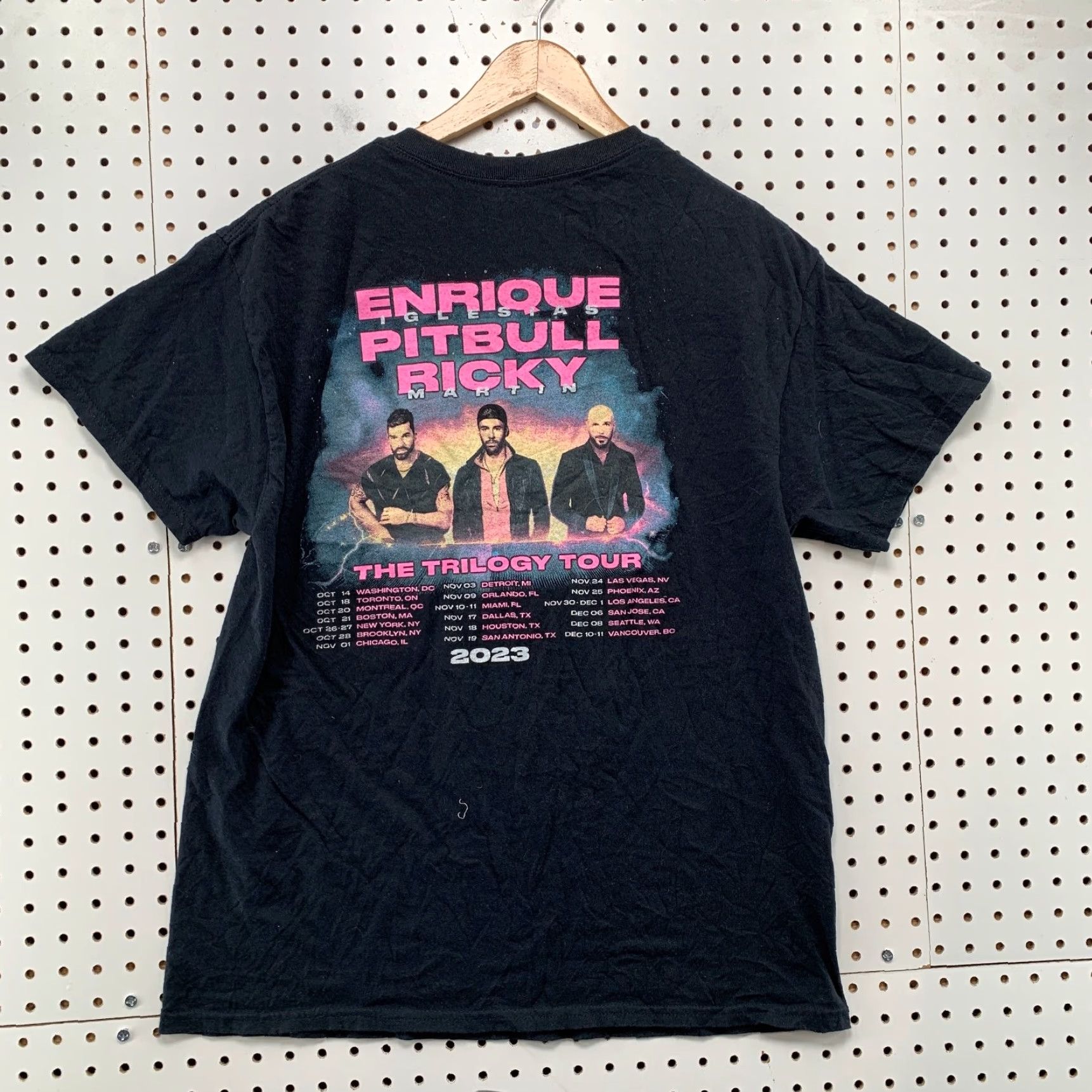 Vintage Putbull Trilogy Tour T Shirt Mens M Black Enrique Iglesias Ricky Tour 2023 Graphic Print Cotton Short Sleeve Crew Neck Music Shirt Size US M / EU 48-50 / 2 - 2 Thumbnail