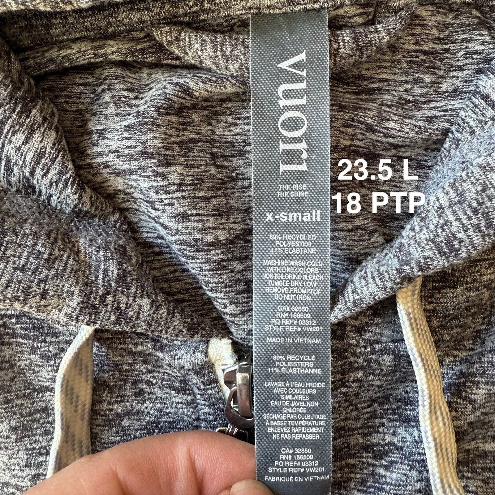 Vuori Vuori Halo Performance Hoodie XS Gray Full Zip Jacket Hooded Size XS / US 0-2 / IT 36-38 - 6 Thumbnail