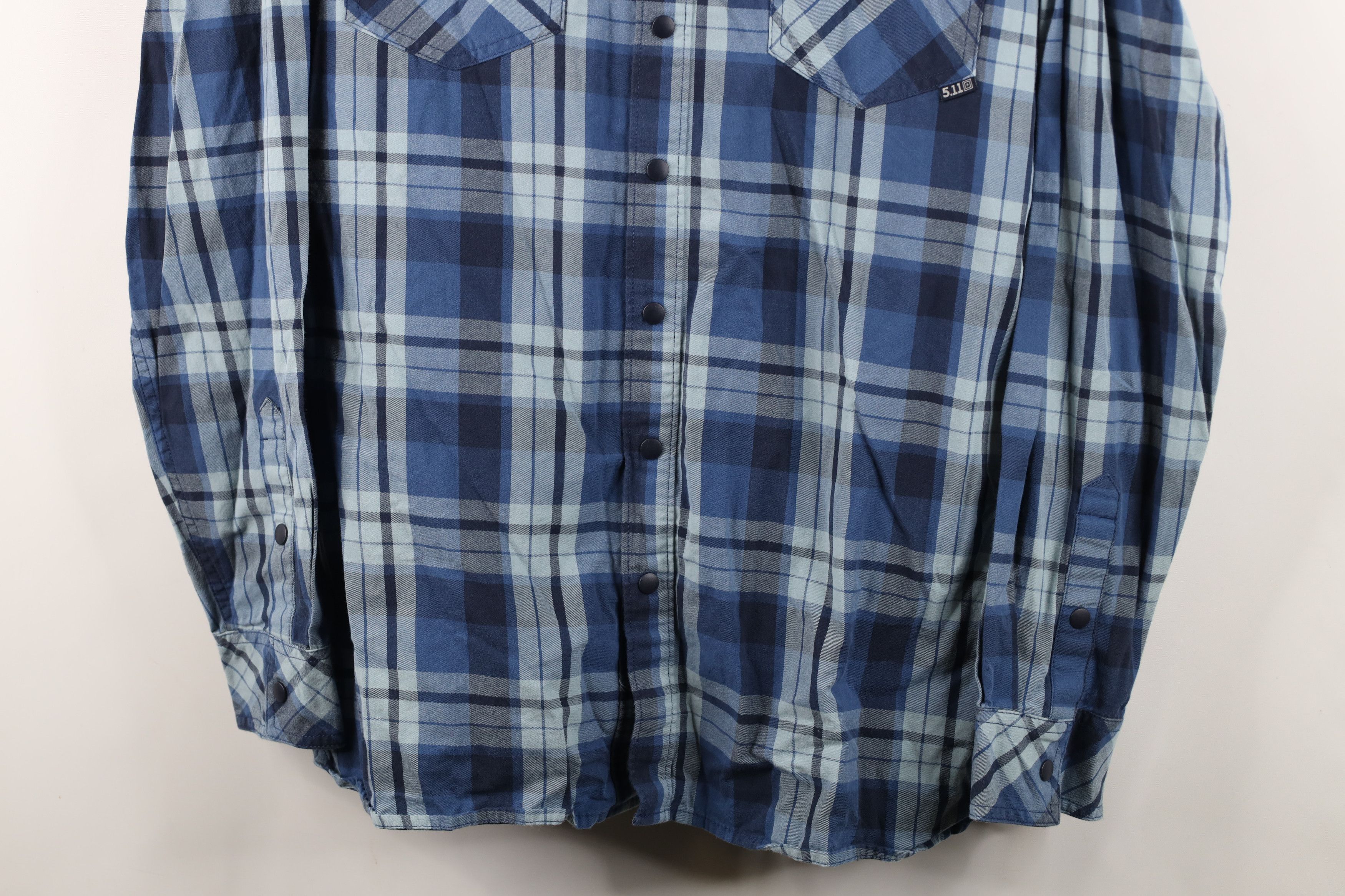 Vintage 5.11 Tactical Series Flannel Snap Button Shirt Plaid Blue Size US L / EU 52-54 / 3 - 3 Thumbnail