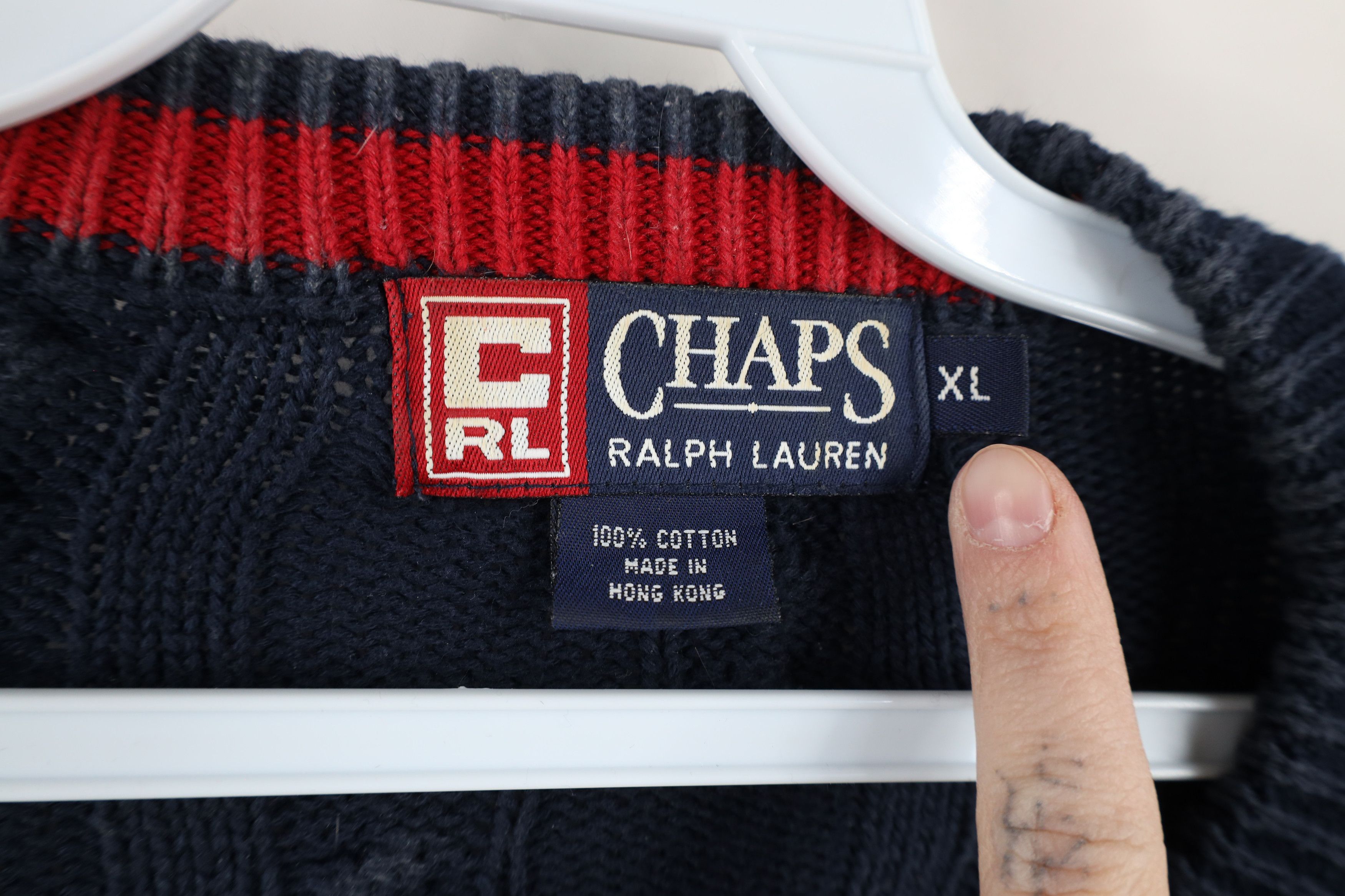 Ralph Lauren × Vintage Vintage 90s Chaps Ralph Lauren Cable Knit Crest Sweater Size US XL / EU 56 / 4 - 5 Thumbnail