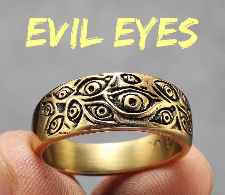 Jewelry "All-Seeing Eyes" Gothic Band Ring (Size 6-13) Size ONE SIZE - 3 Thumbnail