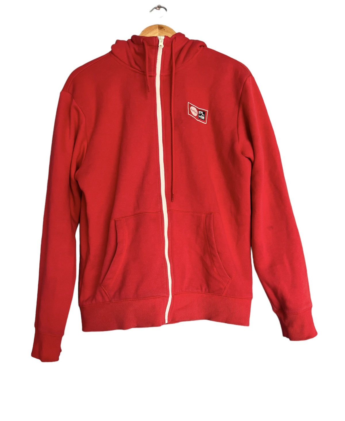 image of Coca-Cola X Polham Zip Up Hoodies in Red, Men's (Size Large)