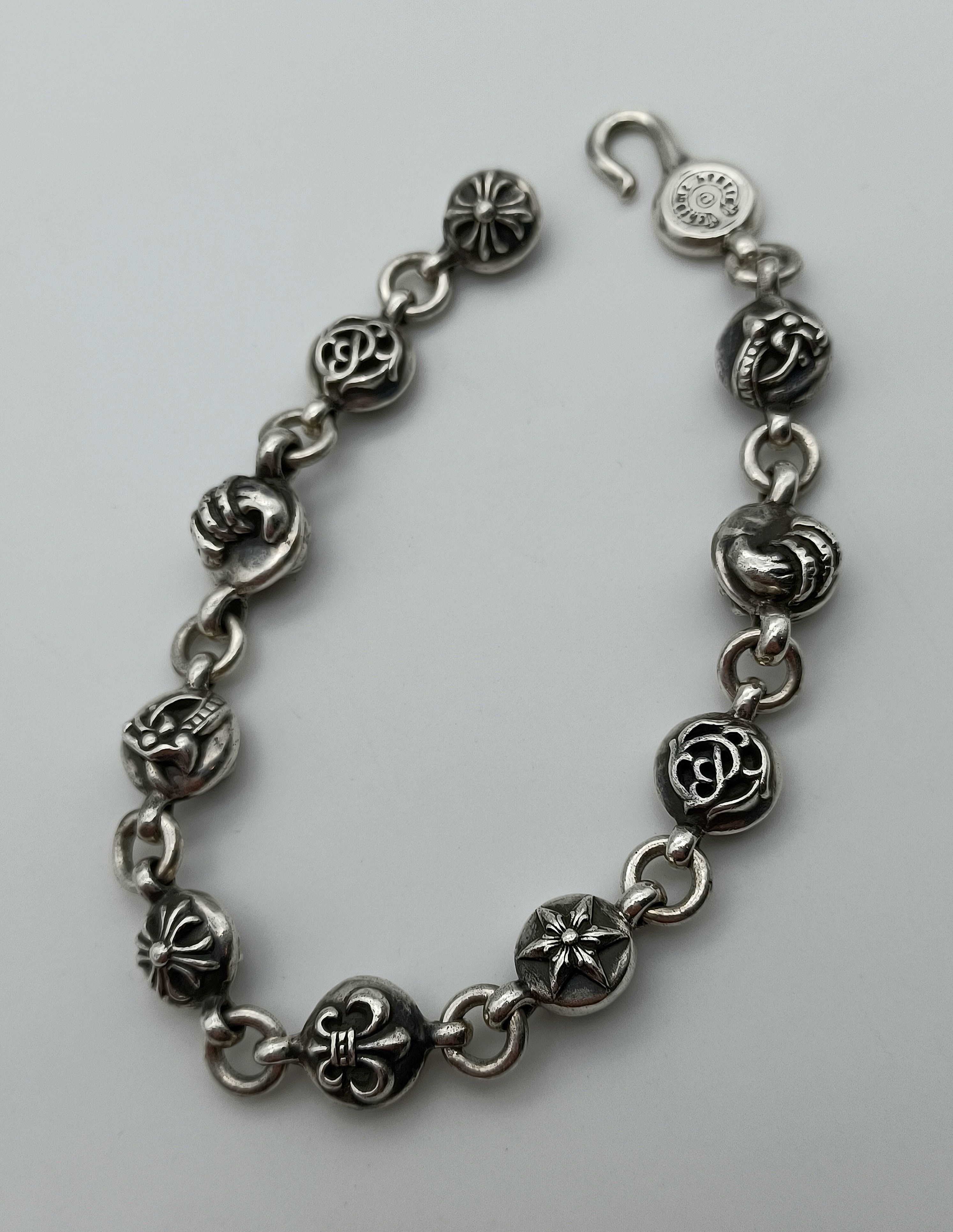 Pre-owned Chrome Hearts No. 2 (large) Multi-ball Bracelet In Silver