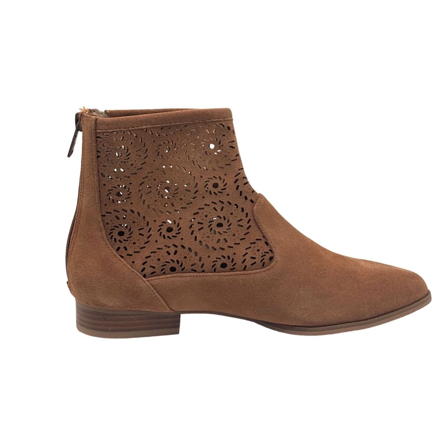 Jack Rogers Jack Rogers Floral Cutout Ronnie Suede Booties, Tan, Size 7. Size US 7.5 / IT 37.5 - 4 Thumbnail