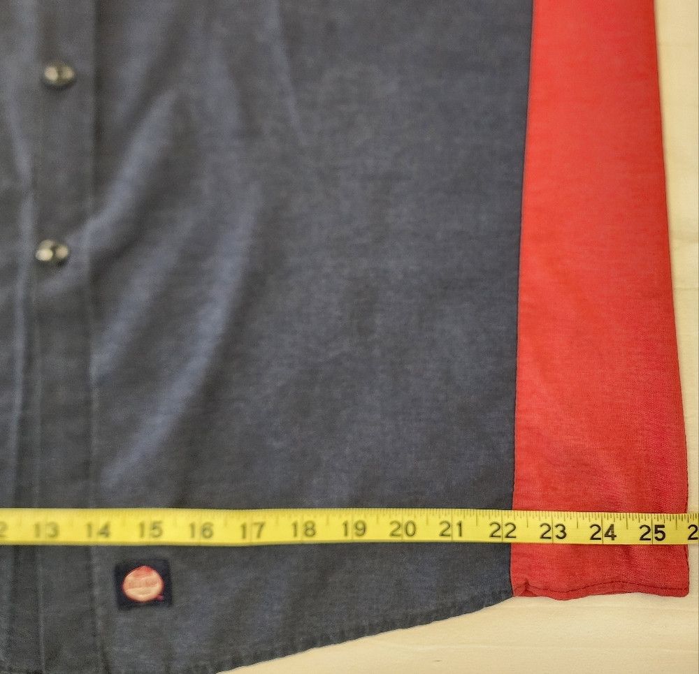 Red Kap Red Kap Men's Blue & Red Work Shirt 2 Sewn On Patched Baggy Size US XL / EU 56 / 4 - 7 Thumbnail