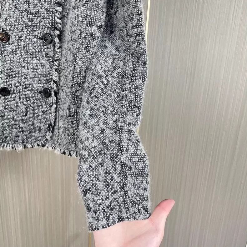 Dior Dior Dior Double-Breasted Knit Jacket in Gray-2507 Size S / US 4 / IT 40 - 4 Thumbnail