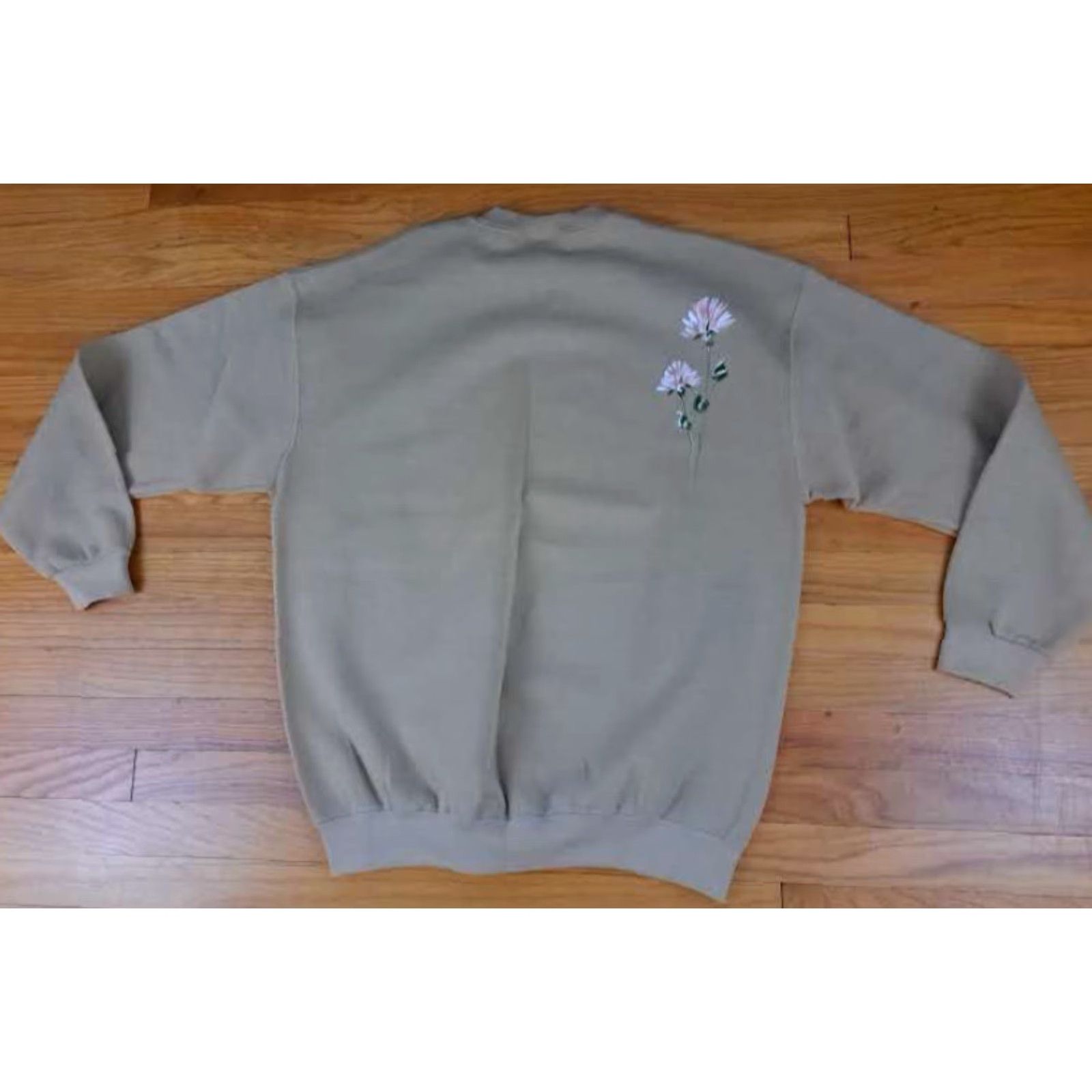 Lee Lee USA Sweatshirt Women XL Multicolor Front & Back Print Wildflowers Heavyweight Cotton Pullover Long Sleeve US Theme 29in Long 25in Pit to Pit Size XL / US 12-14 / IT 48-50 - 5 Thumbnail