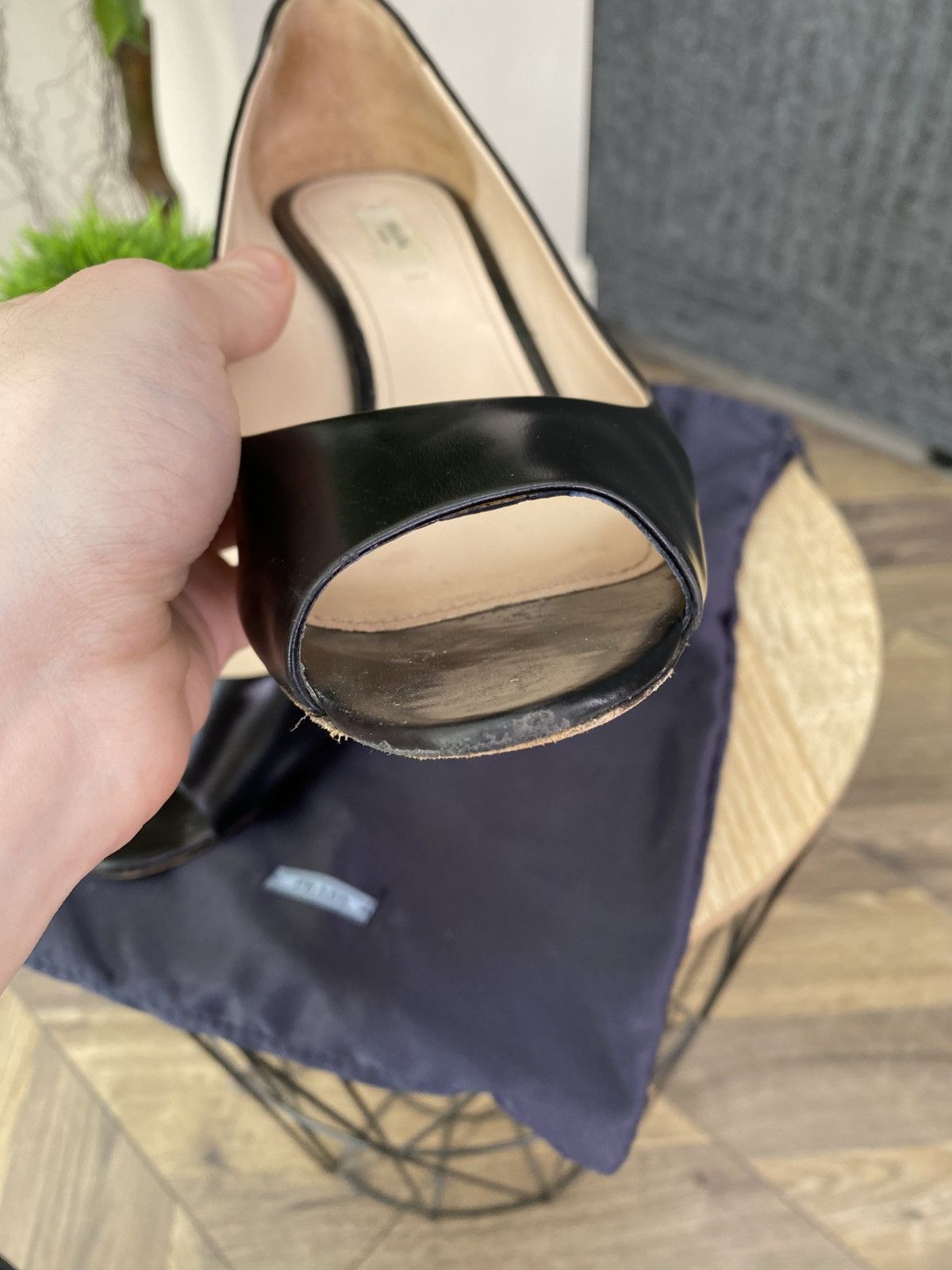 Prada VINTAGE PRADA BLACK LEATHER PLEXIGLASS WEDGE HEELS Size US 9 / IT 39 - 7 Thumbnail