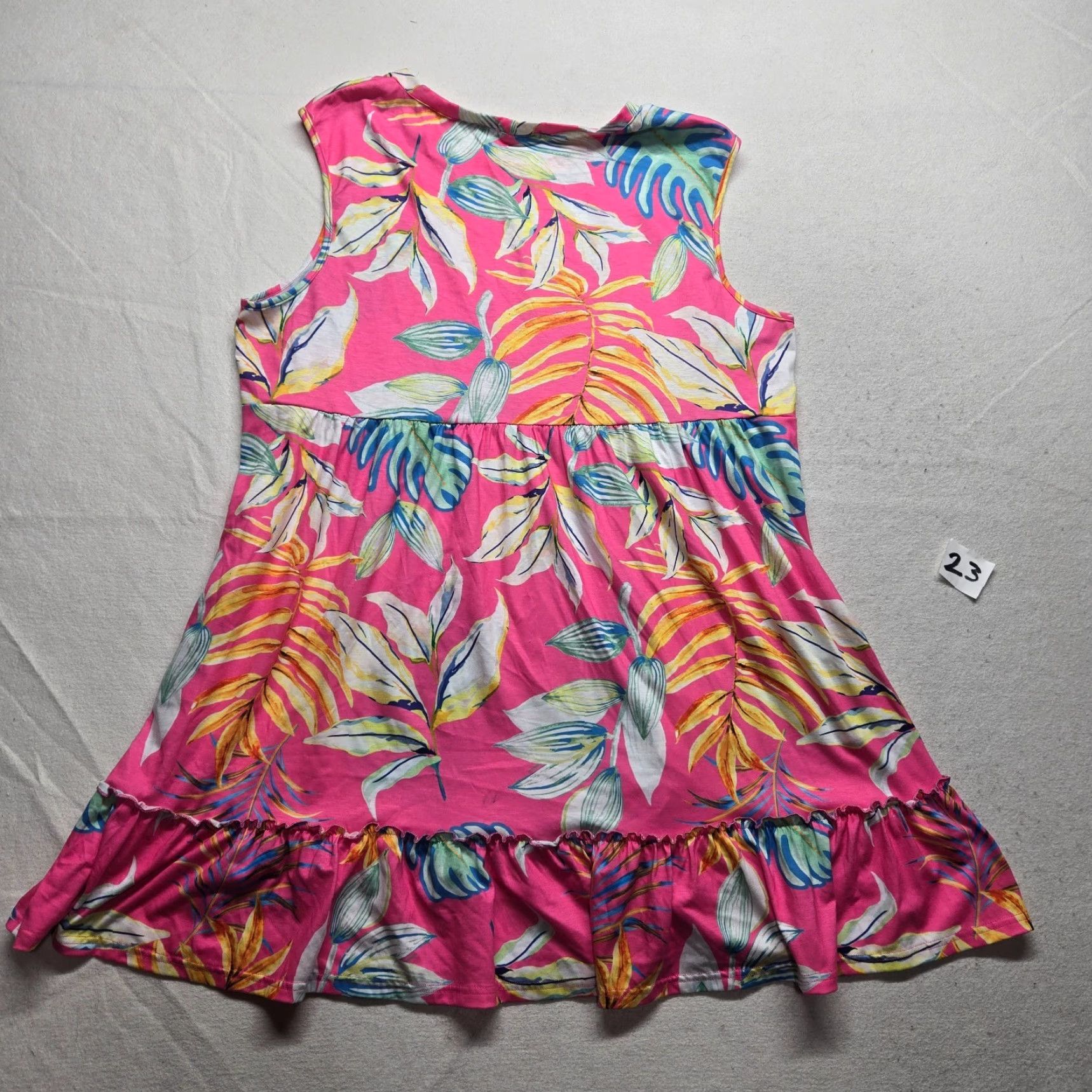 Pinko Southern Stitch Dress Floral Pink Sleeveless Women's XL V-Neck Knit A-Line Casual Dress Size XL / US 12-14 / IT 48-50 - 8 Thumbnail