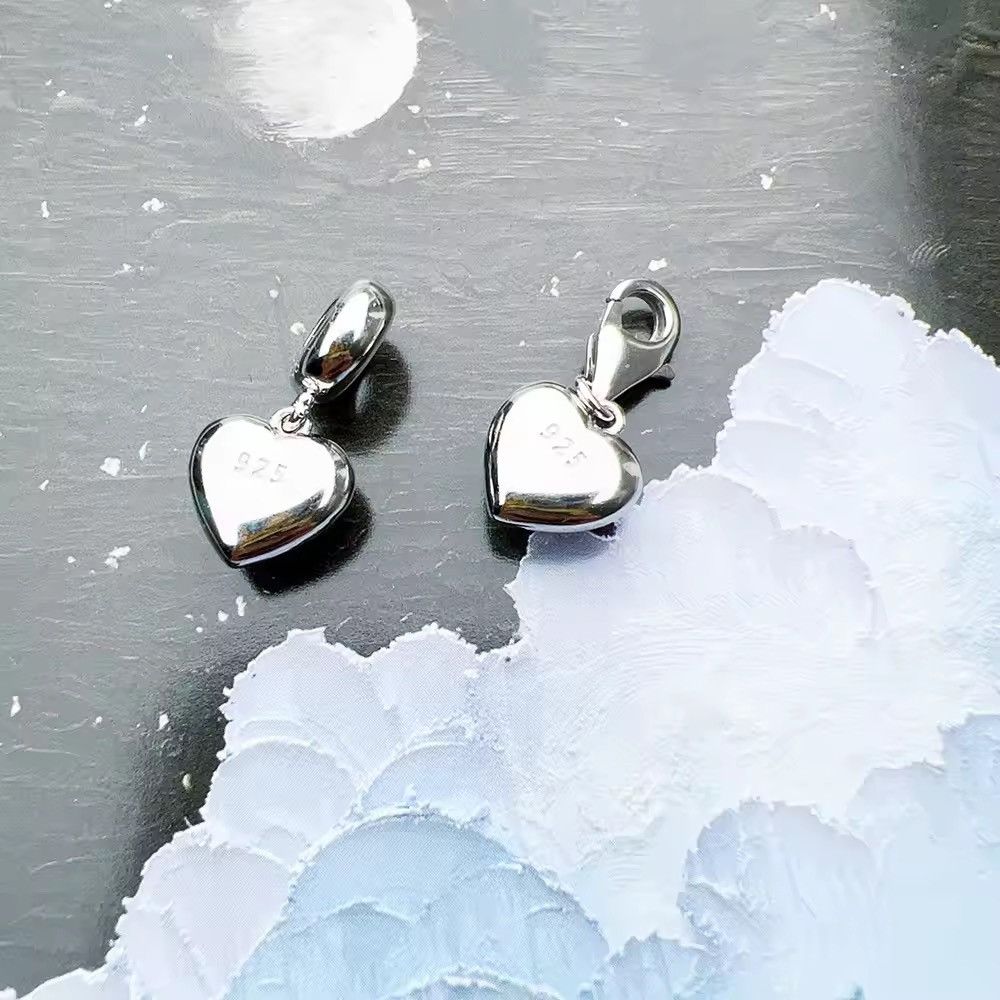 Other Pink Stones Enamel Heart Pendant Dangle Charm (1piece) Size ONE SIZE - 3 Thumbnail