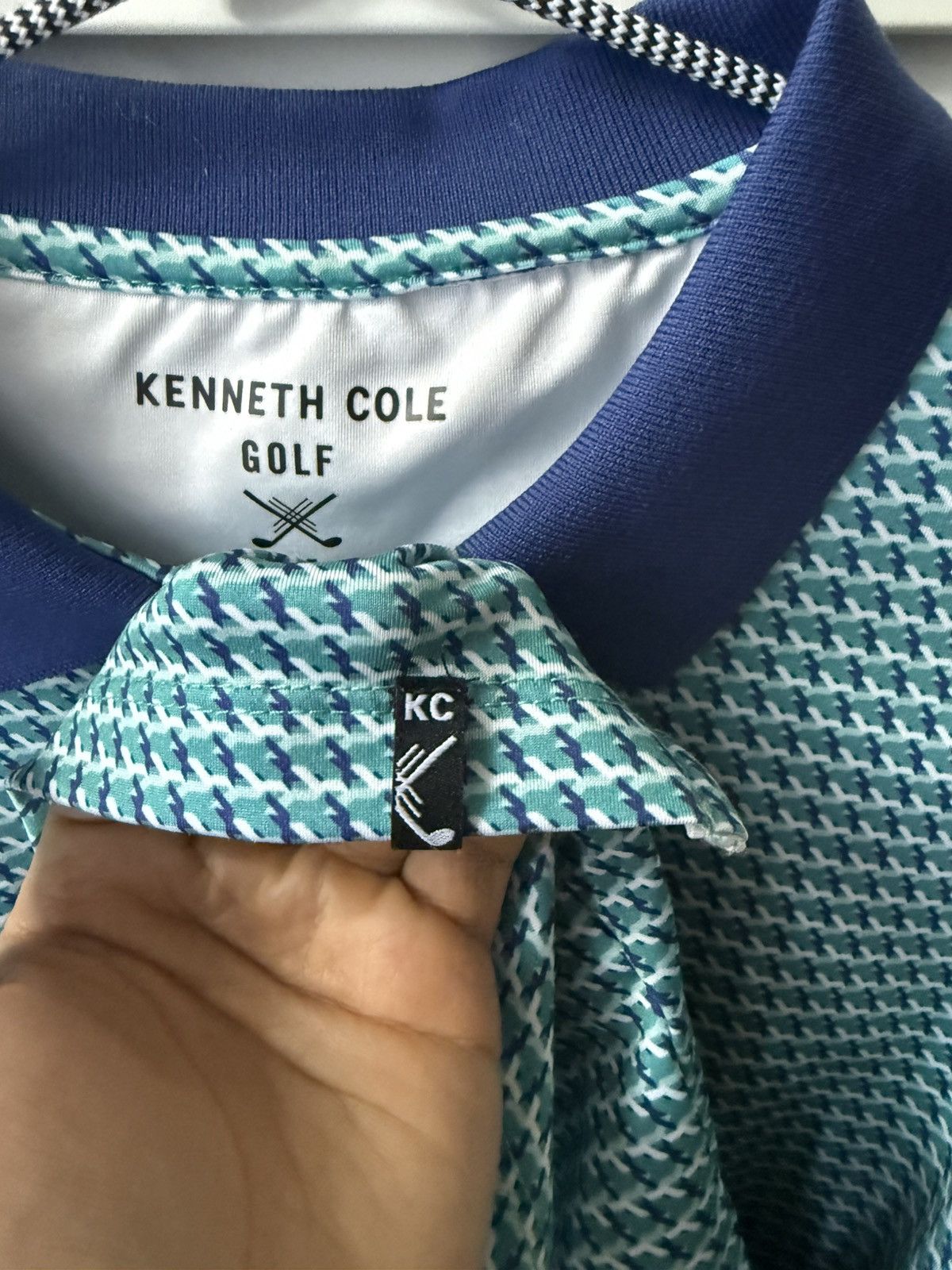 Kenneth Cole Kenneth Cole Golf patterned polo in a blue and teal colorway Size US M / EU 48-50 / 2 - 7 Thumbnail