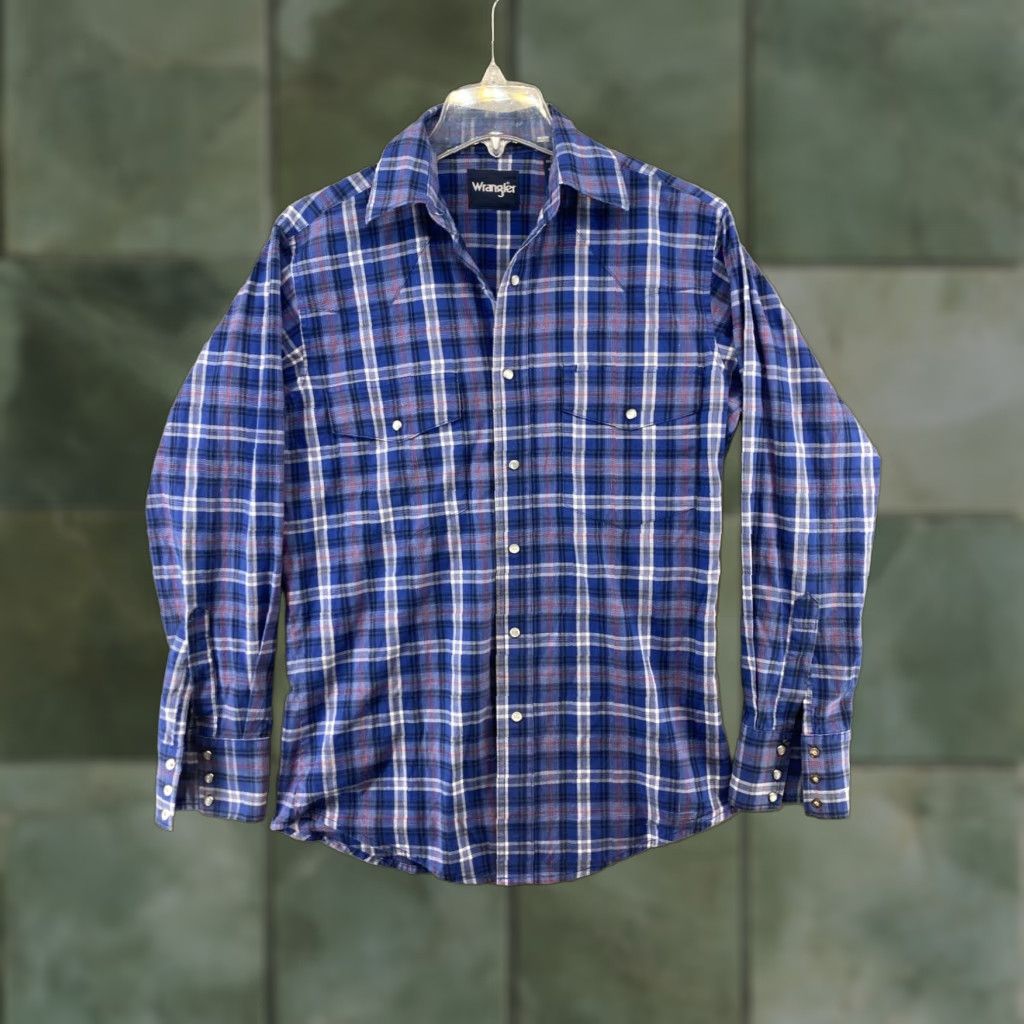 Wrangler Wrangler Western Plaid Button-Up Shirt Mens Small Blue Size US S / EU 44-46 / 1 - 1 Thumbnail