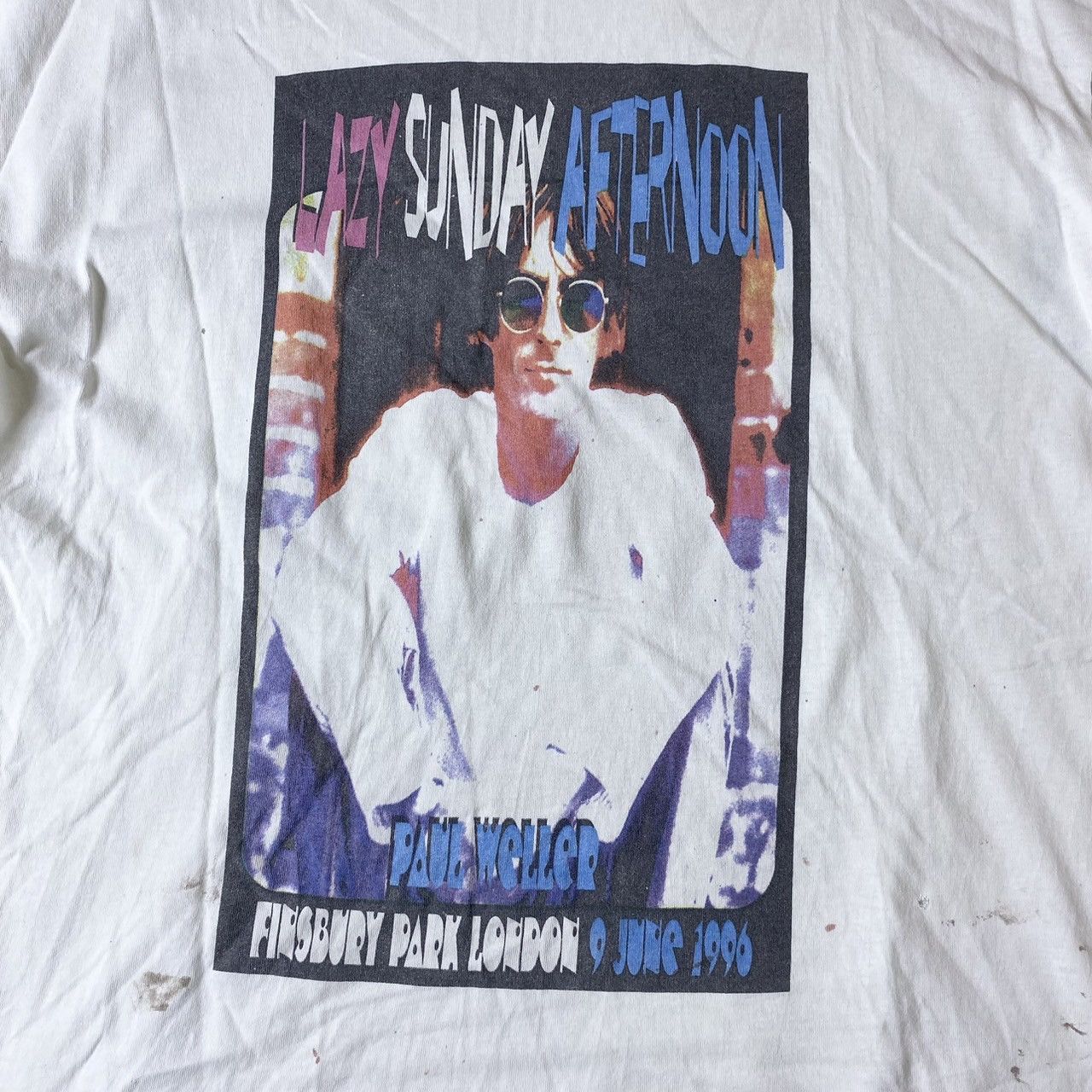 Band Tees × Japanese Brand × Vintage !RARE! VTG 90s Trashed PAUL WELLER Lazy Sunday Tee Size US XL / EU 56 / 4 - 2 Thumbnail