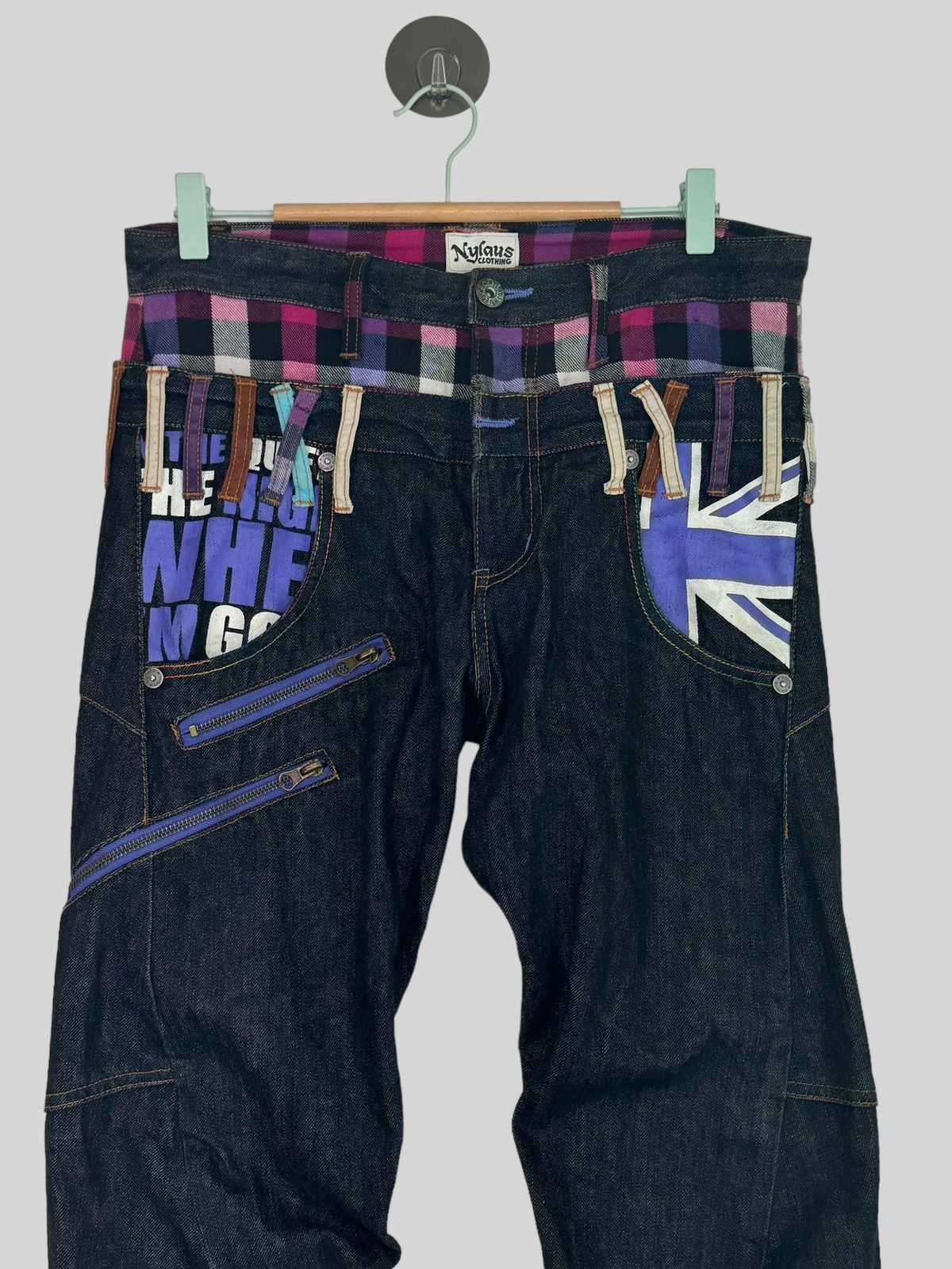 Hysteric Glamour × Japanese Brand NYLAUS CLOTHING Plaid Tartans Junya Watanabe Denim Jeans Size US 31 - 3 Thumbnail