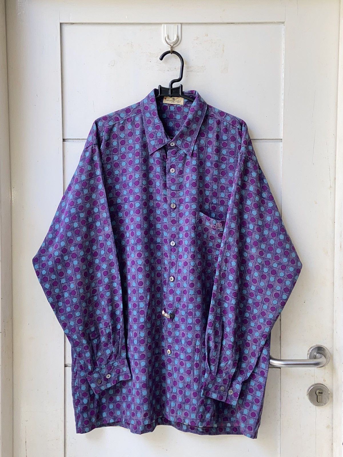 Balenciaga BALENCIAGA Purple Polkadot Patterned Shirt Size US L / EU 52-54 / 3 - 1 Thumbnail