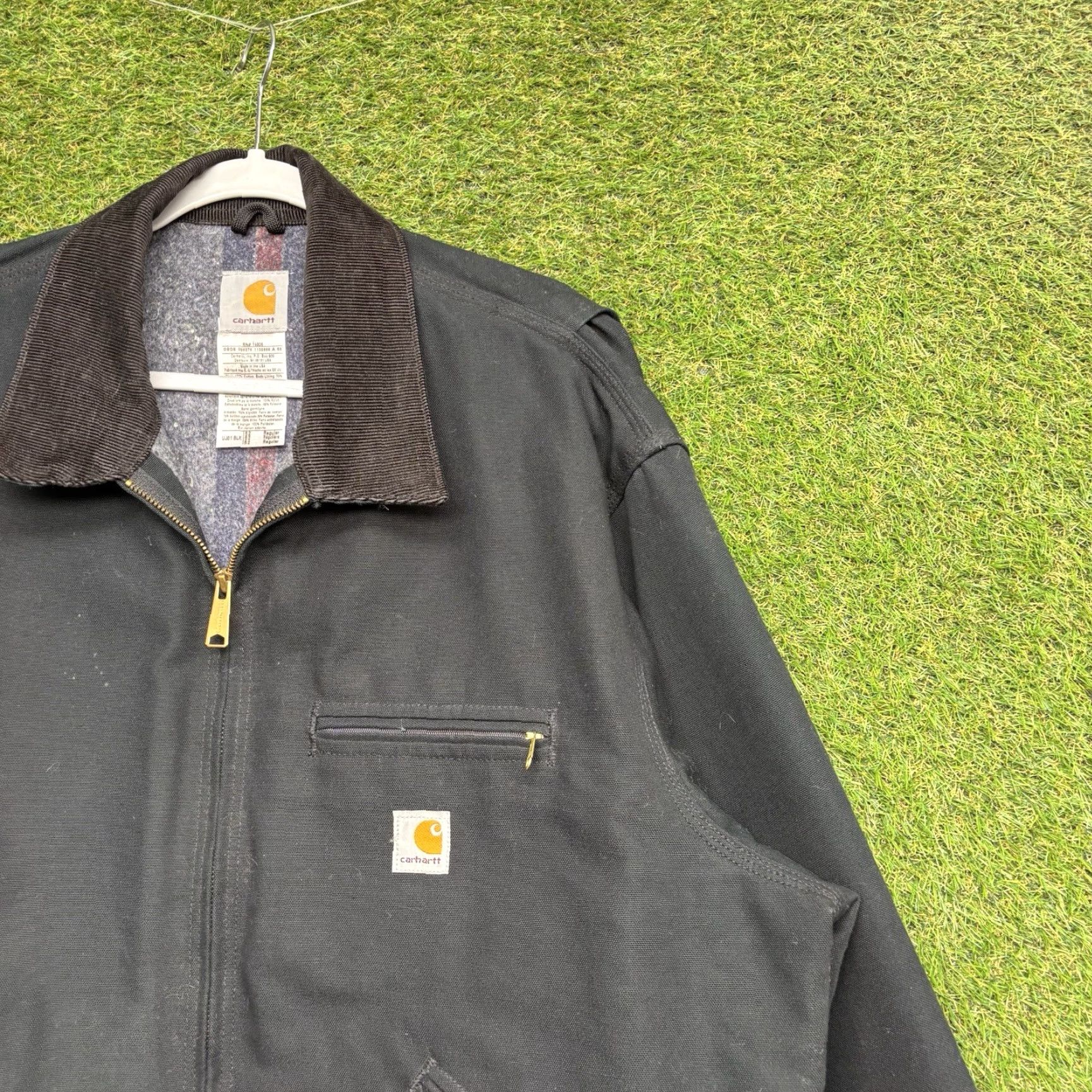 Carhartt VINTAGE Carhartt Detroit Jacket 52 Men Bomber Jacket Lined Black Polyester Canvas Zip Mid-Length Regular 450 Warmth Weight Size US L / EU 52-54 / 3 - 2 Thumbnail