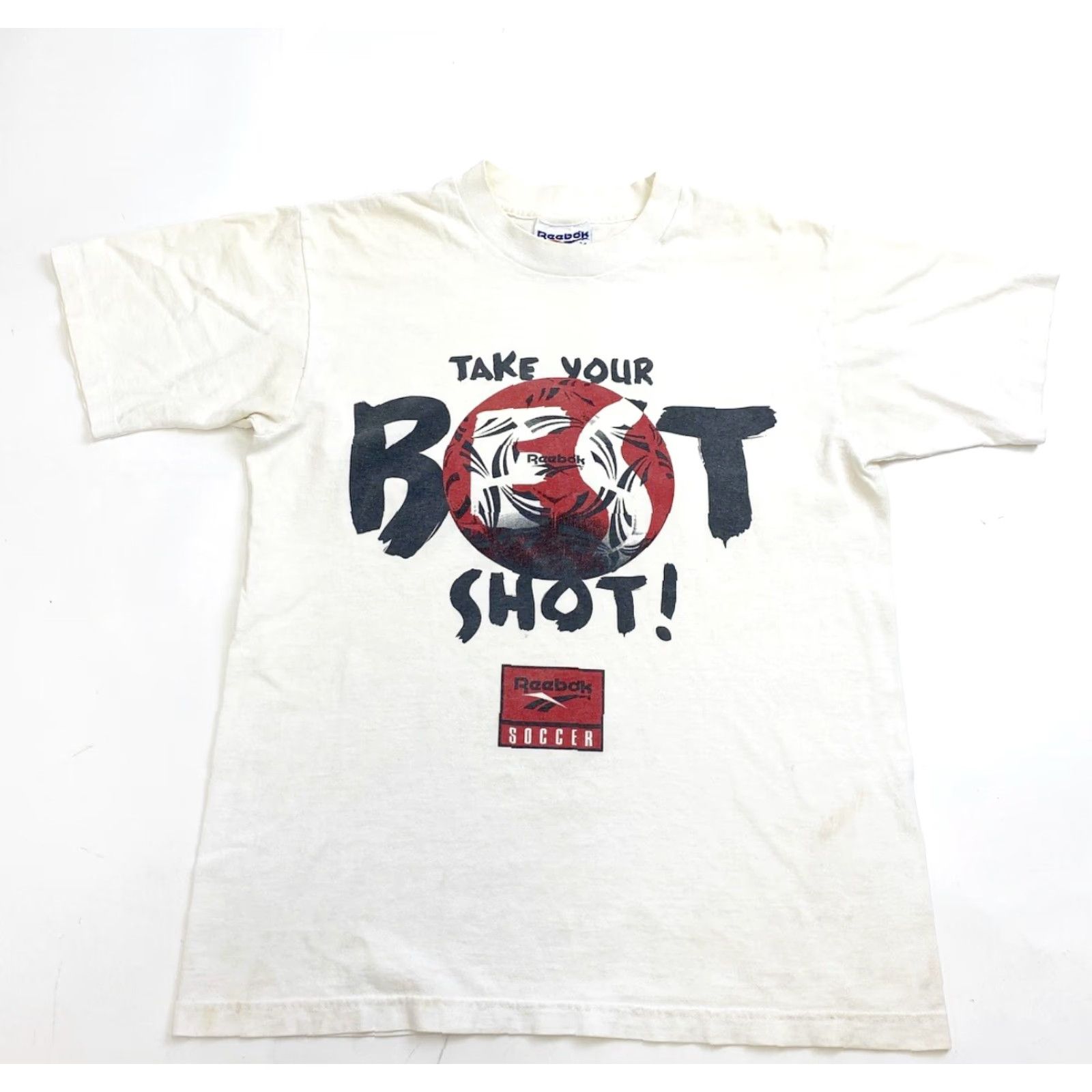 Reebok VINTAGE Reebok Soccer T Shirt Mens Medium White Take Your Best Shot Size US M / EU 48-50 / 2 - 2 Thumbnail
