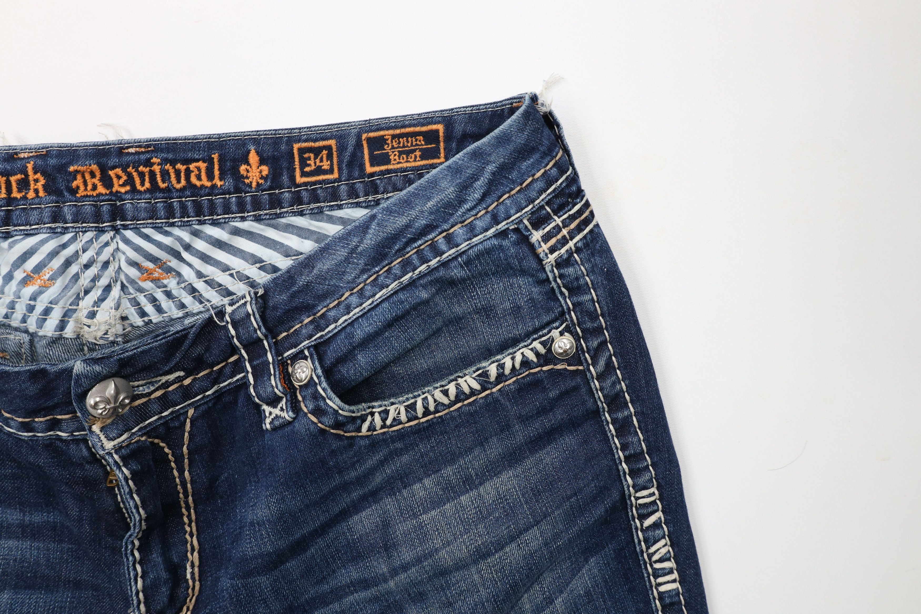 Rock Revival × Vintage Rock Revival Thick Stitch Jenna Bootcut Denim Jeans AS IS Size 34" / US 12 / IT 48 - 8 Thumbnail
