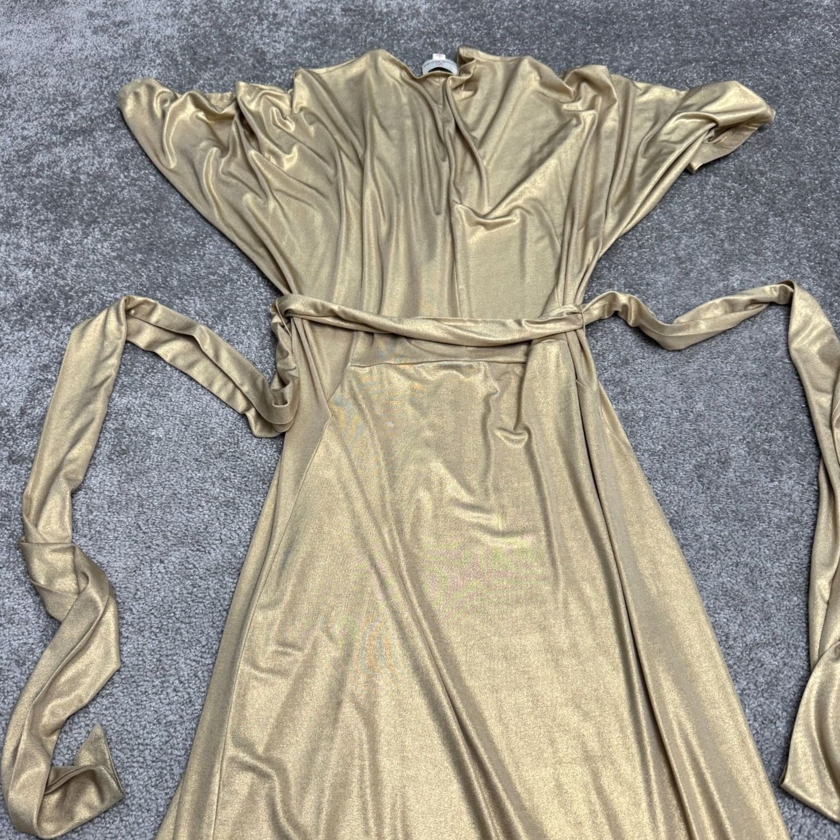 Twisted X Julie Brown Dress Womens 0P Gold Belted Metallic Maxi Twisted Front Party Formal Size XS / US 0-2 / IT 36-38 - 3 Thumbnail