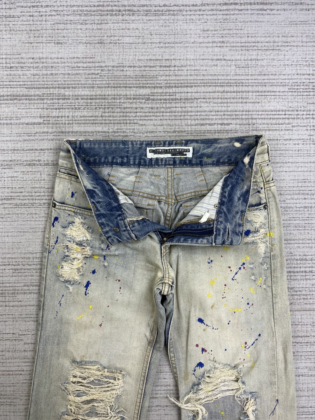 If Six Was Nine 🔥Vtg A Nameless Brand Splatter Paint Distressed Denim Jeans Size US 28 / EU 44 - 6 Thumbnail