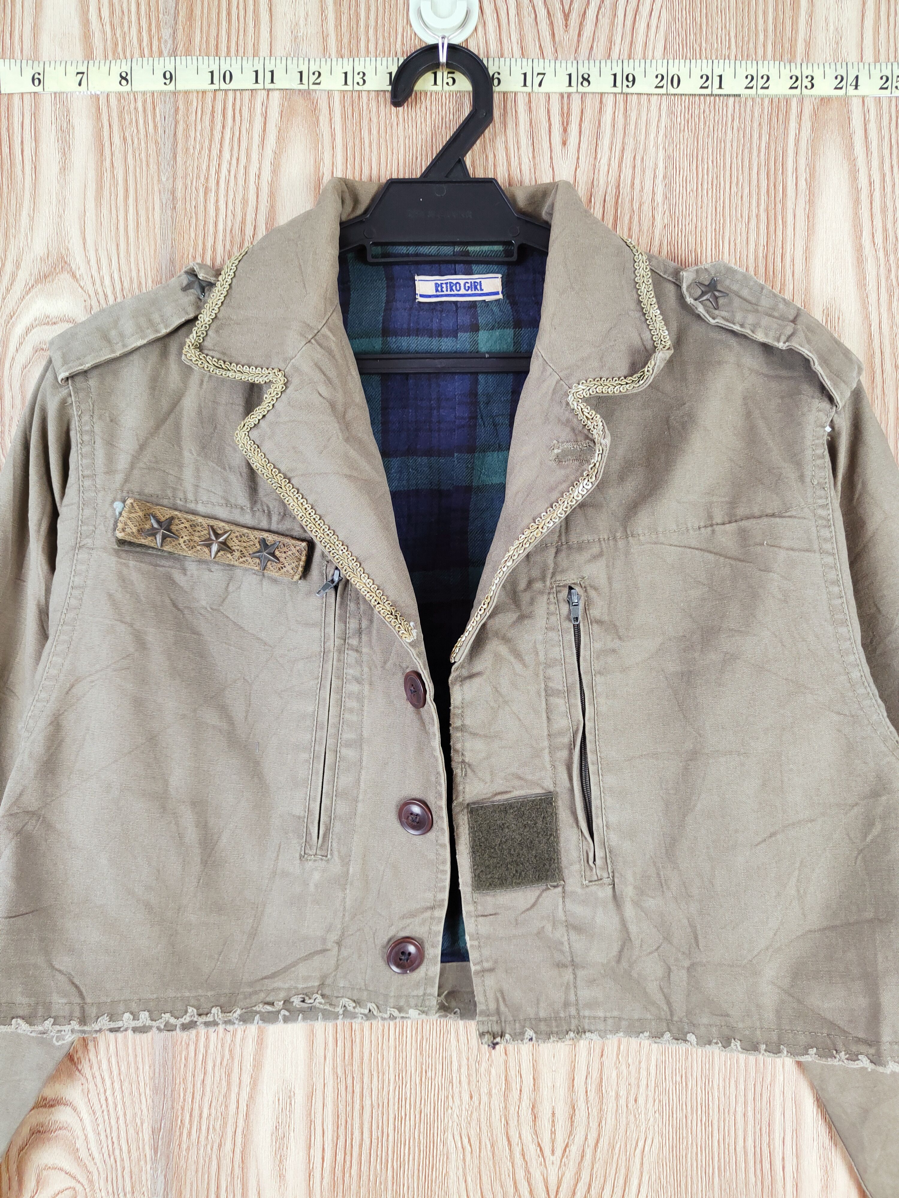 Vintage Retro Girl Olive Cropped Jackets Size M / US 6-8 / IT 42-44 - 2 Thumbnail