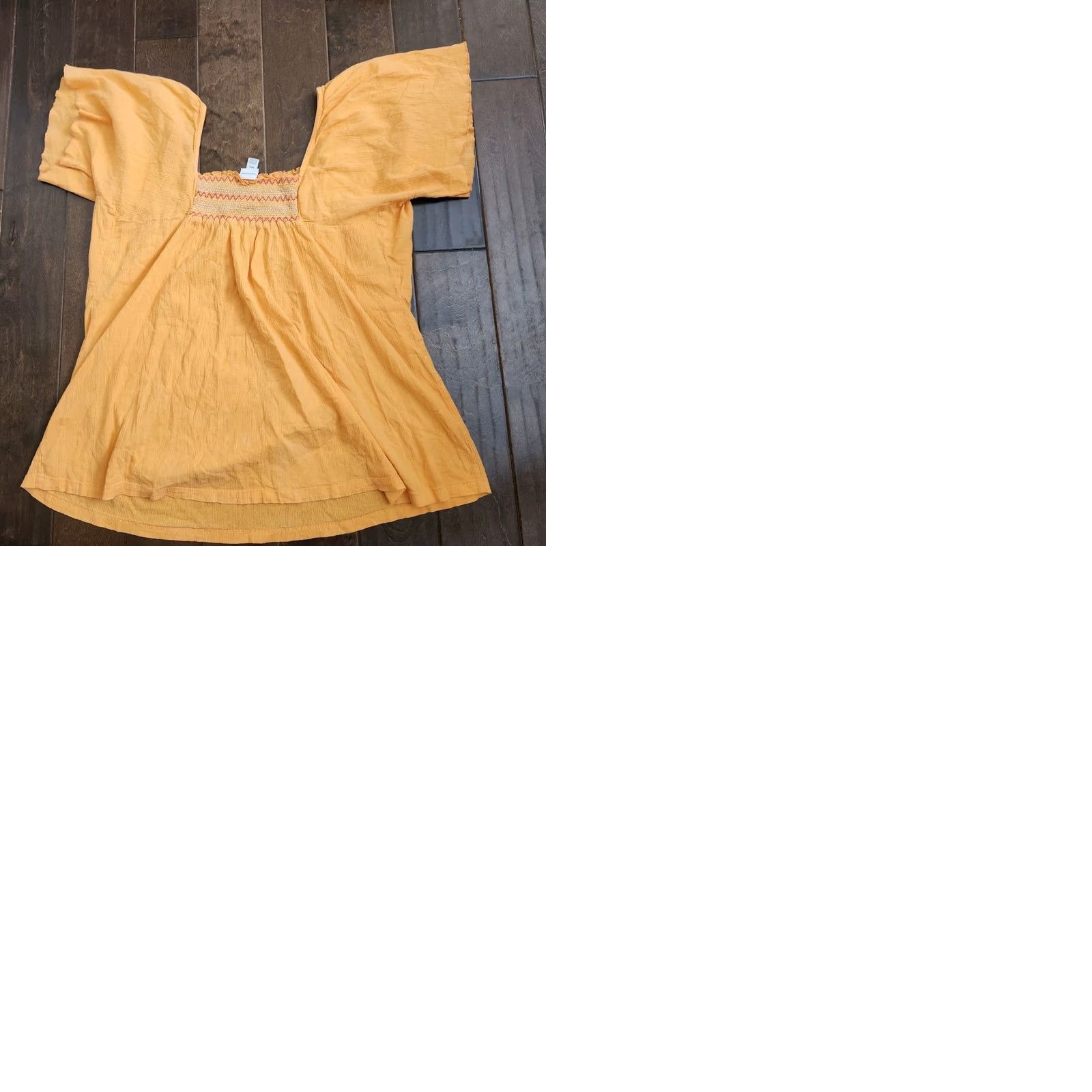 Vintage Venezia Womens Blouse Shirt 18/20 Orange 100% Cotton Square Neck Flared Sleeve Plus Size Relaxed Fit Size XXL / US 16-18 / IT 52-54 - 10 Thumbnail