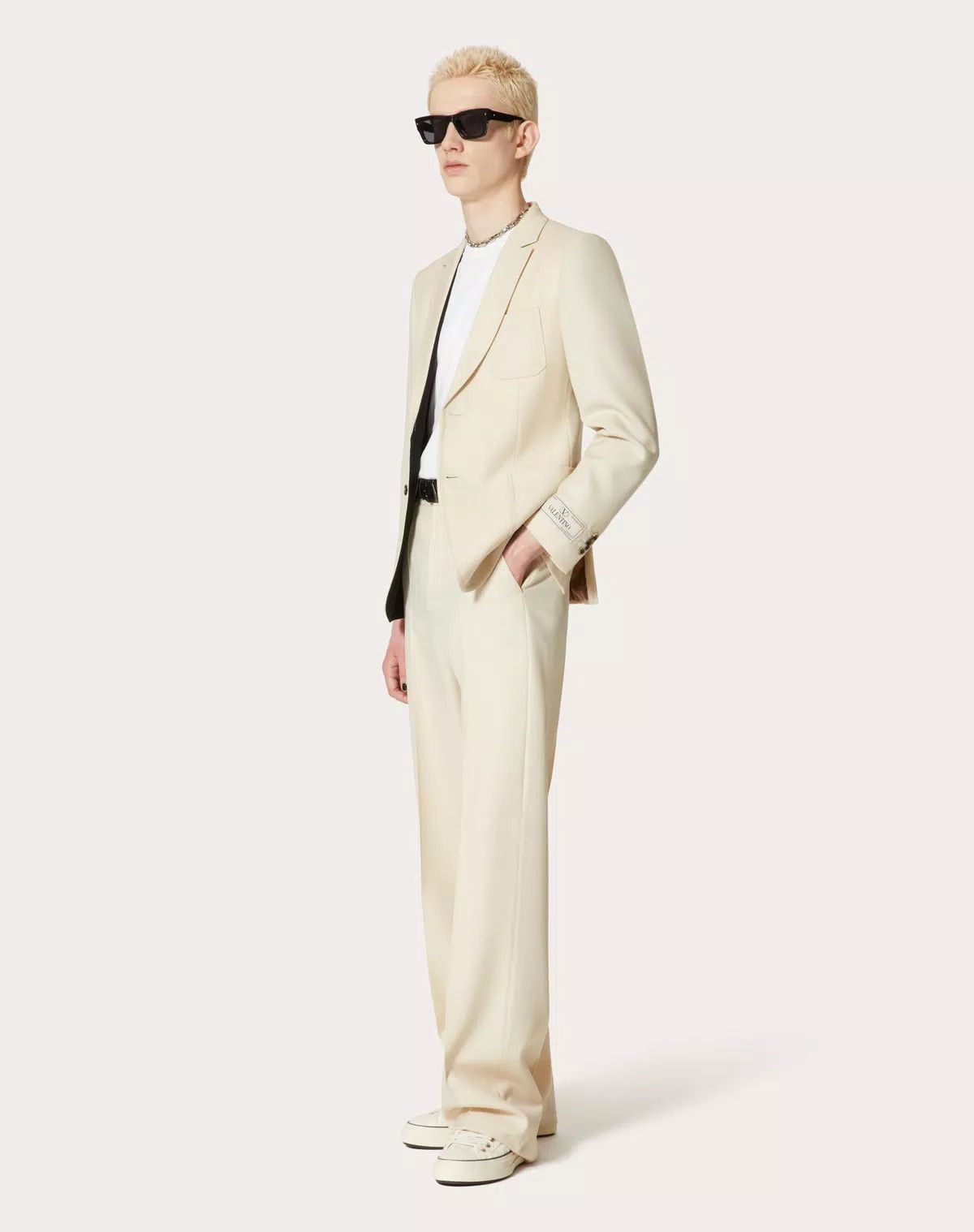 Valentino oc11z0625 Single Breasted Wool Jacket in White/Ivory Size US L / EU 52-54 / 3 - 3 Thumbnail