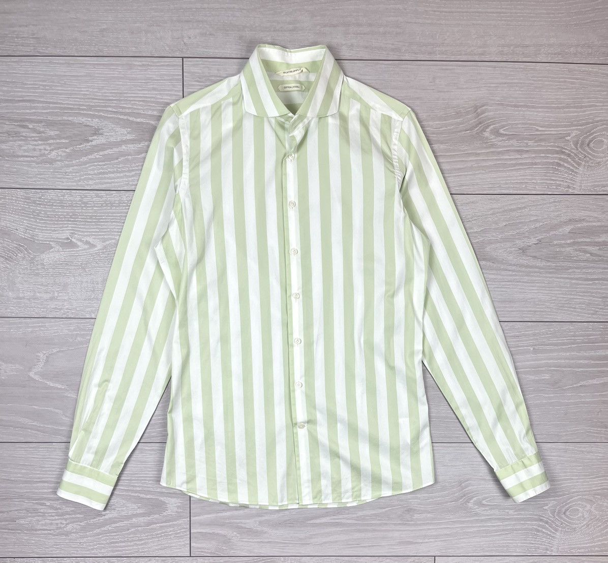 Suitsupply Suitsupply Cotton Lyocell Slim Striped Button Shirt Size US M / EU 48-50 / 2 - 1 Thumbnail