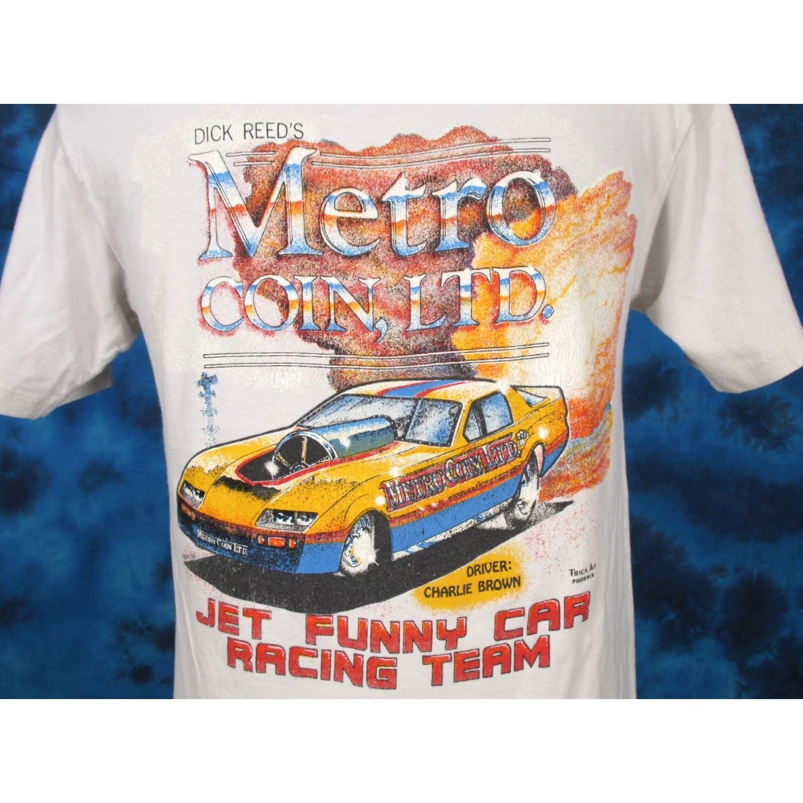 Vintage vtg 80s DICK REED METRO COIN JET FUNNY CAR RACING FADED 2-SIDED T-Shirt S/M thin Size US S / EU 44-46 / 1 - 4 Thumbnail