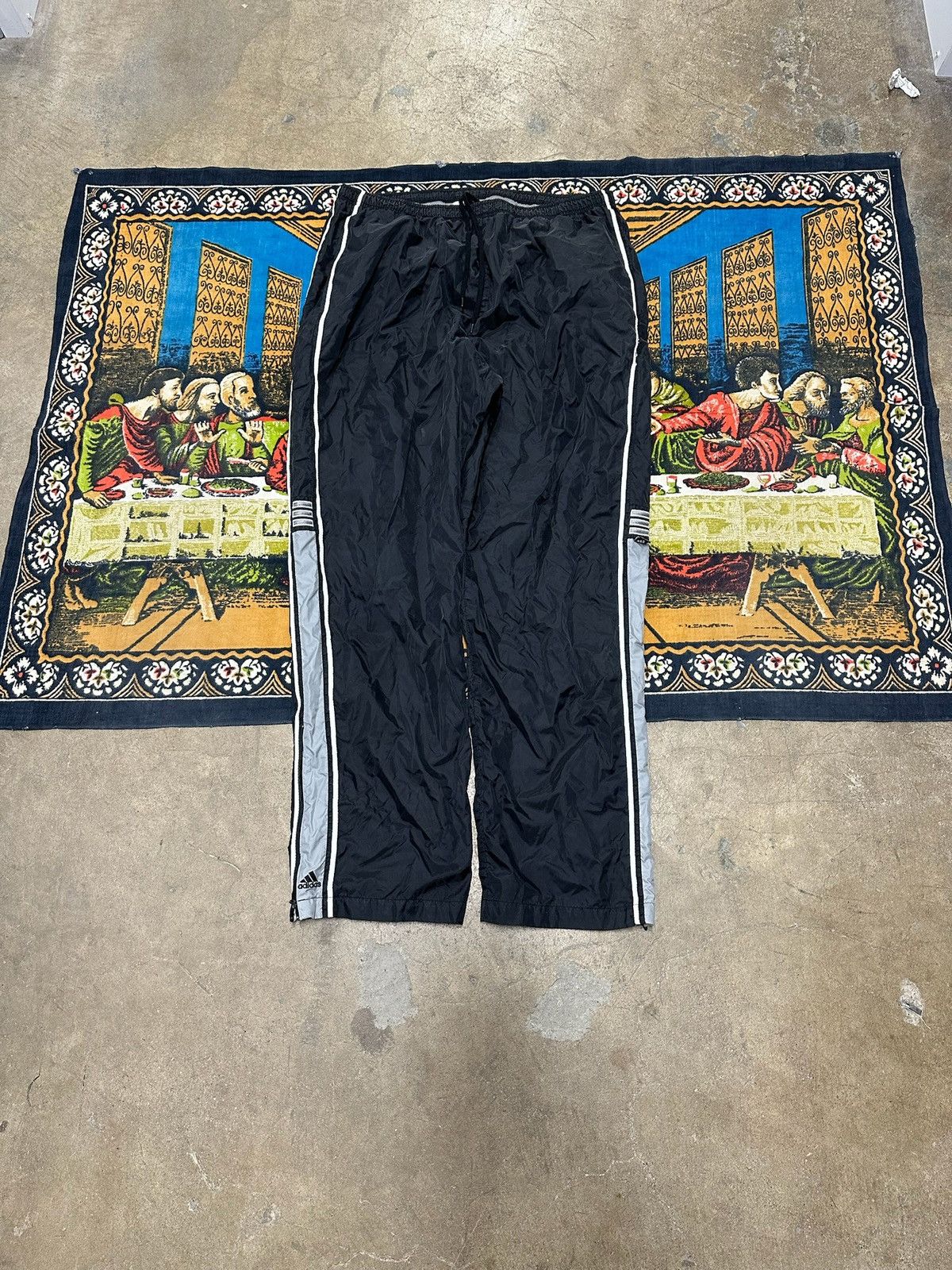 Vintage Black adidas track pants size xl baggy wide leg y2k