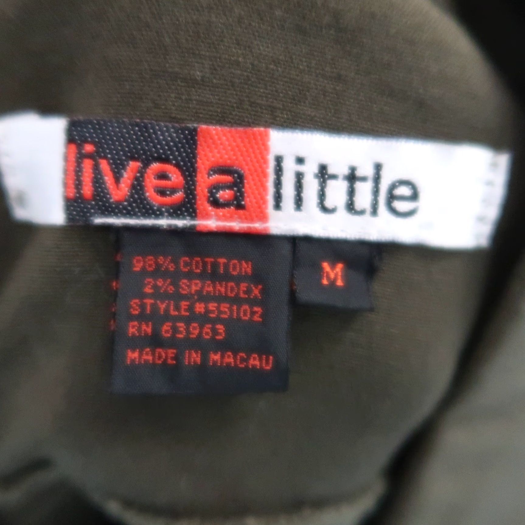 Olive VINTAGE Live A Little Denim Jacket M Olive Green Jacket Womens Short Cotton Solid Long Sleeve Casual 2000s Y2K Button Front Size M / US 6-8 / IT 42-44 - 4 Thumbnail
