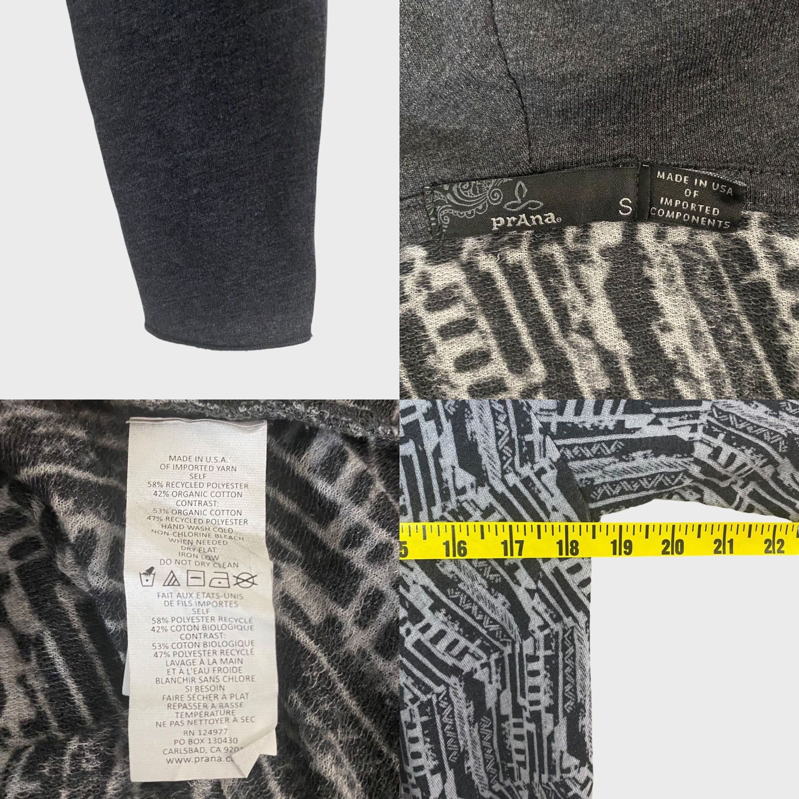 Prana Prana Graceful Wrap Cardigan Women's S Lightweight Hooded Open-Front Sweater Gray Bohemian Size S / US 4 / IT 40 - 8 Thumbnail