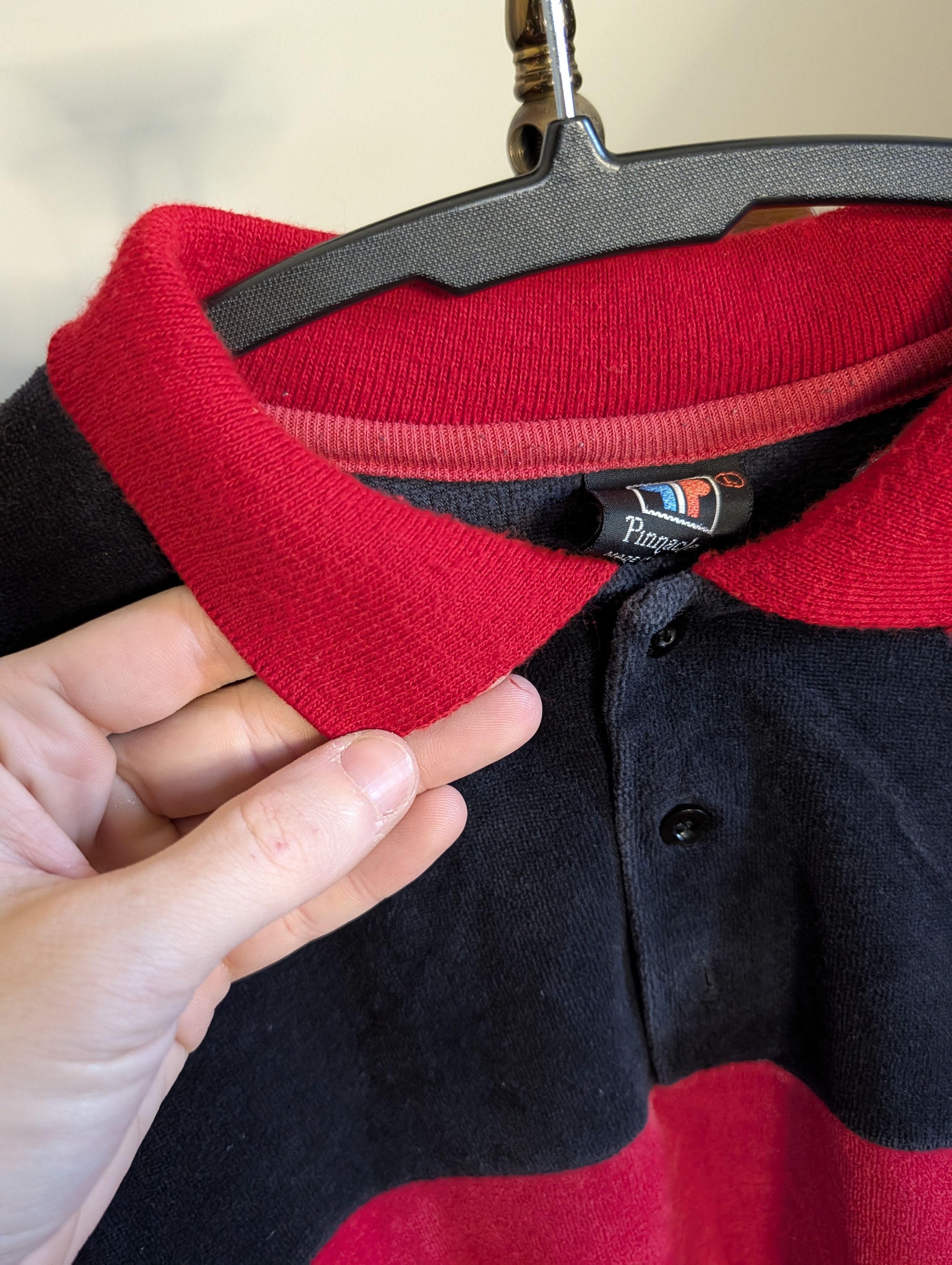 Other PINNACLE vtg MiUSA black red striped velour rugby shirt Size US L / EU 52-54 / 3 - 4 Thumbnail