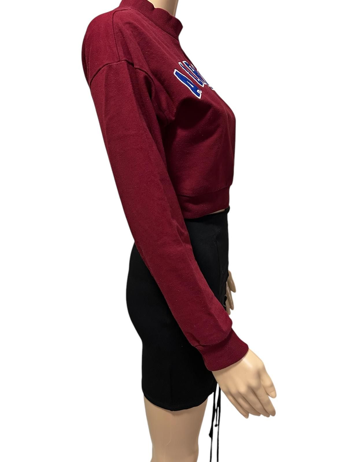 Forever 21 ALRIGHT Cropped Sweatshirt - Vintage Style Size S / US 4 / IT 40 - 3 Thumbnail