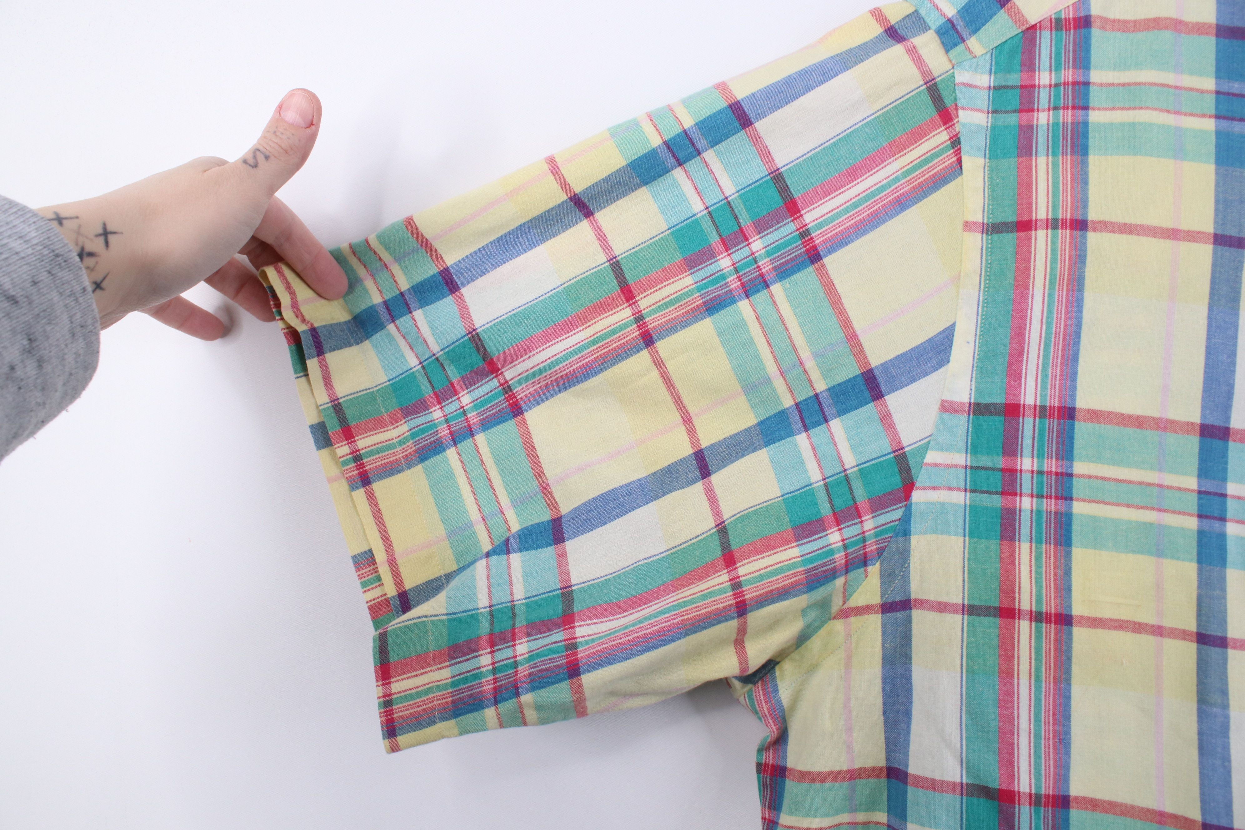 Lands' End Vintage 90s Lands End Plaid Short Sleeve Button Down Shirt Size US L / EU 52-54 / 3 - 7 Thumbnail