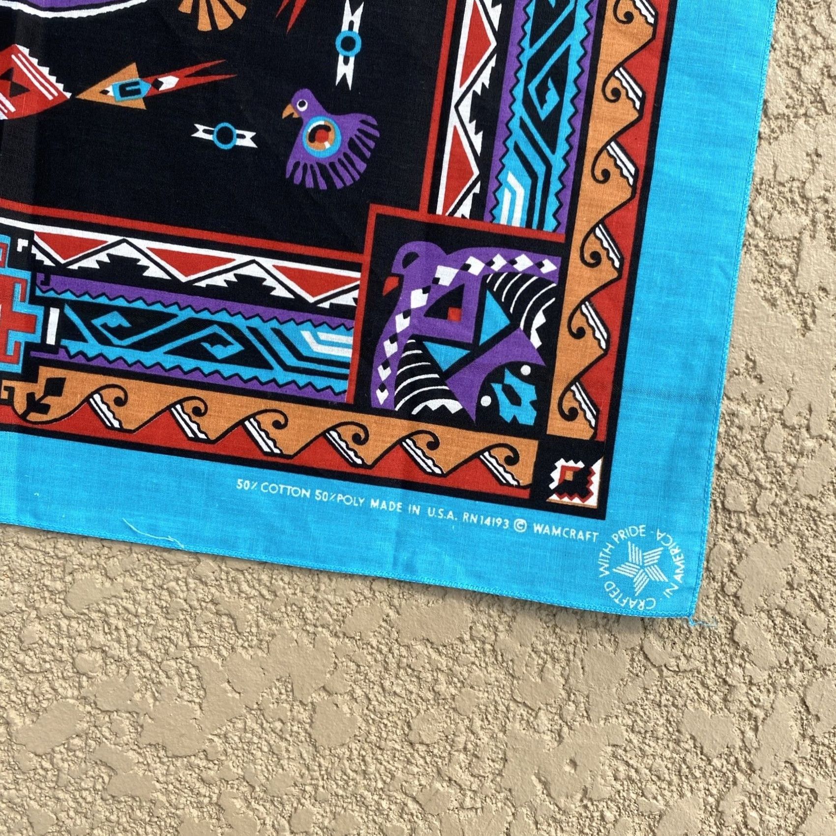 Vintage VINTAGE Wamcraft Southwestern Aztec Bandana Handkerchief Scarf Made In USA Purple Cotton OneSize Adult Unisex Mens Womens Boys Girls Size ONE SIZE - 2 Thumbnail