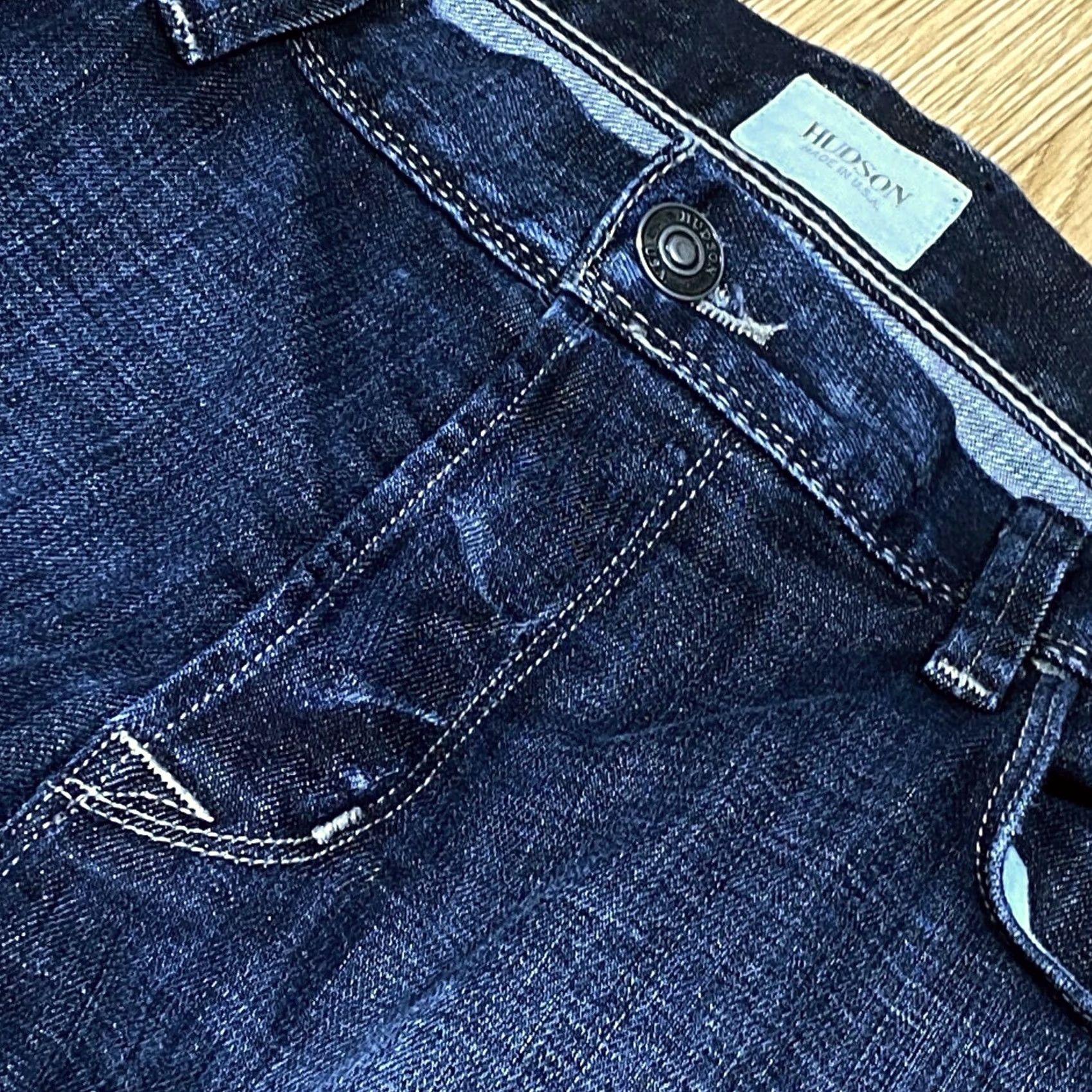 Hudson Hudson Jeans W40” L32” Mens Blue Denim Button Fly Pre Loved Pants - USA Made - Vintage Size US 40 / EU 56 - 4 Thumbnail