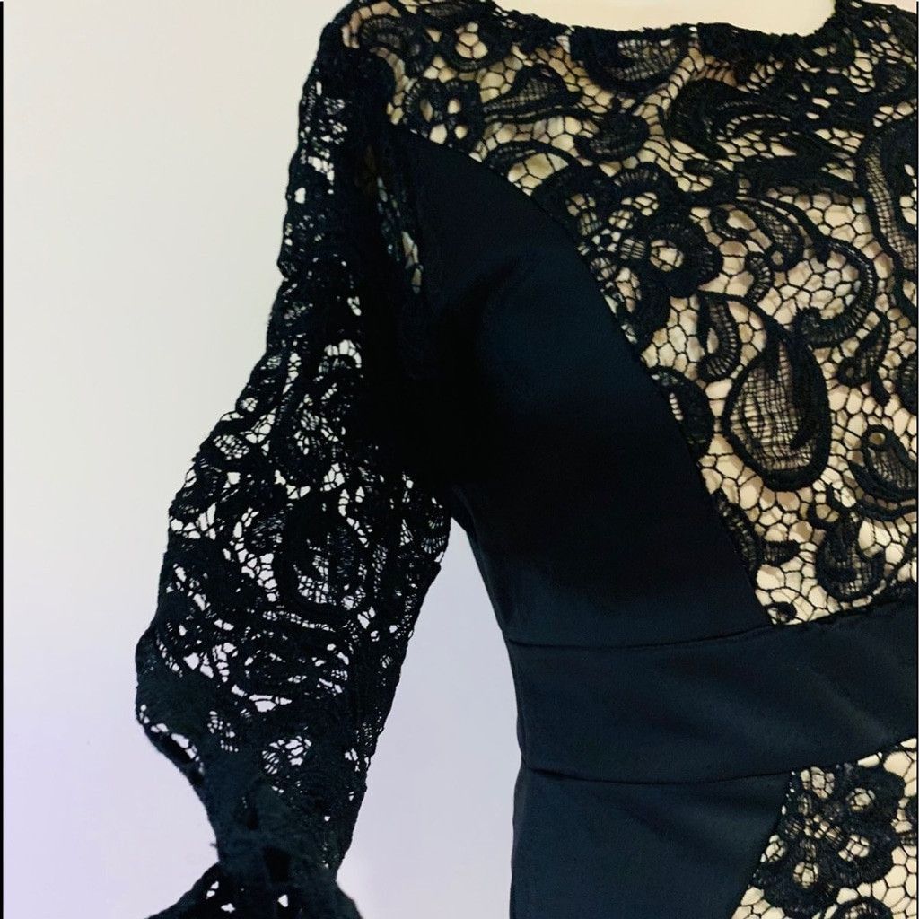 Other Black Lace with Nude liner dress in Size L Size L / US 10 / IT 46 - 4 Thumbnail