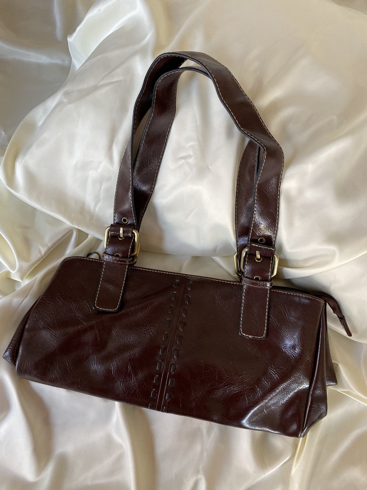 Vintage Vintage brown leatherette shoulder bag Size ONE SIZE - 2 Thumbnail