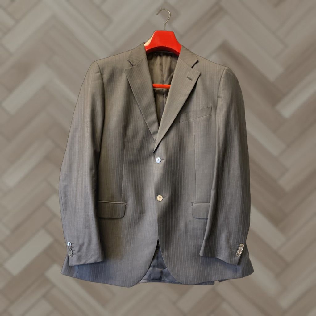 Lubiam Lubiam Blazer 44L Gray Wool Two-Button Notch Lapel Classic Fit Designer Mens Size 44L - 1 Thumbnail