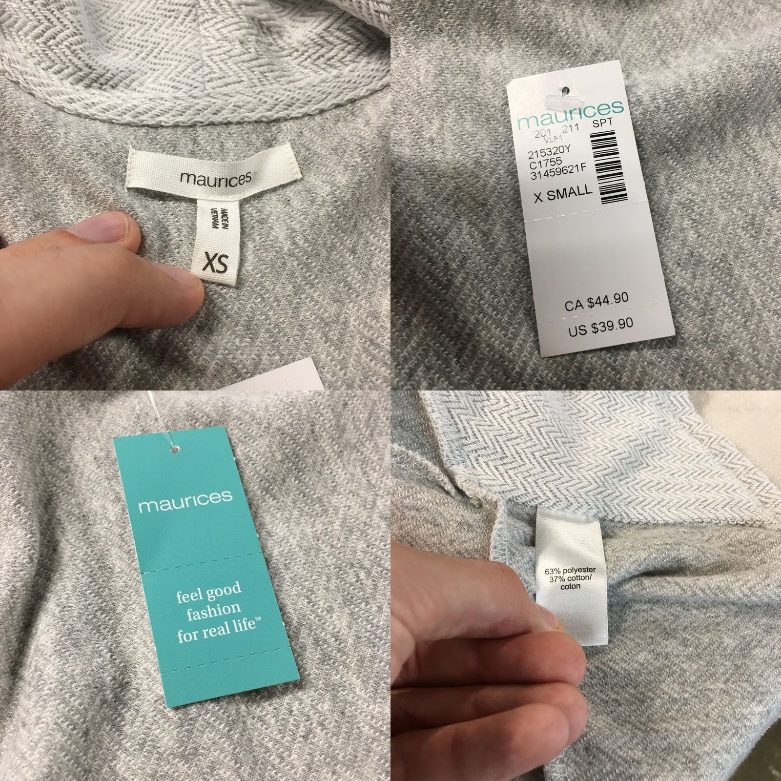 Vintage Maurices Open Front Blazer Coat Jacket Womens XS Gray Cotton Blend Collared NEW Size XS / US 0-2 / IT 36-38 - 10 Thumbnail