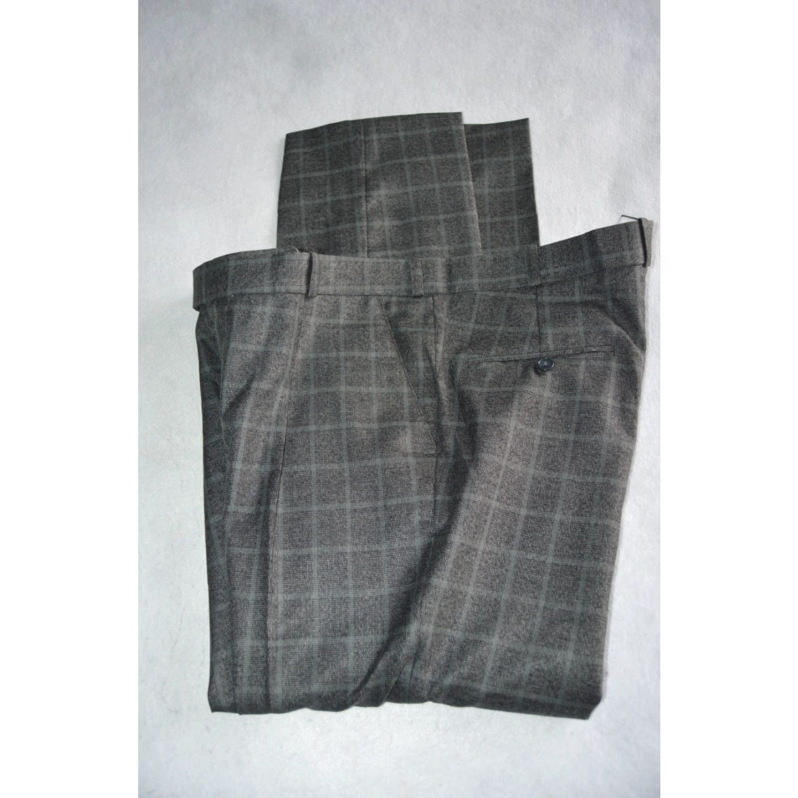 Vintage French Crown Mens Pants 36/31 Regular Inseam 25 in Brown Gray Plaid Dress Pants Casual Preppy 30 in Waist Vintage No Size US 30 / EU 46 - 3 Thumbnail