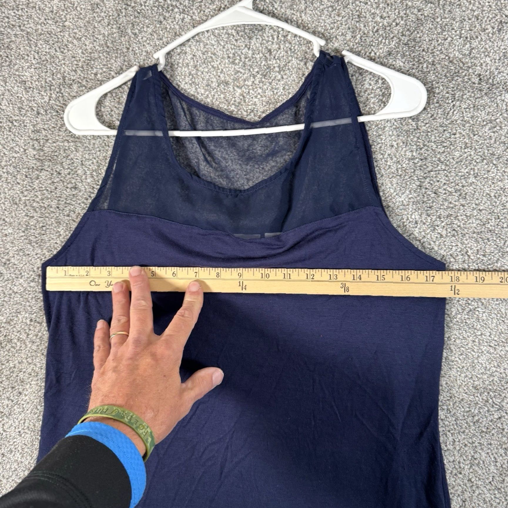 Vintage Cato Tank Top L Office Layering Romantic Chiffon Sheer Yoke and Hem Blue Polyester Rayon Vest/Top Women Tank Slim Regular Size L / US 10 / IT 46 - 3 Thumbnail