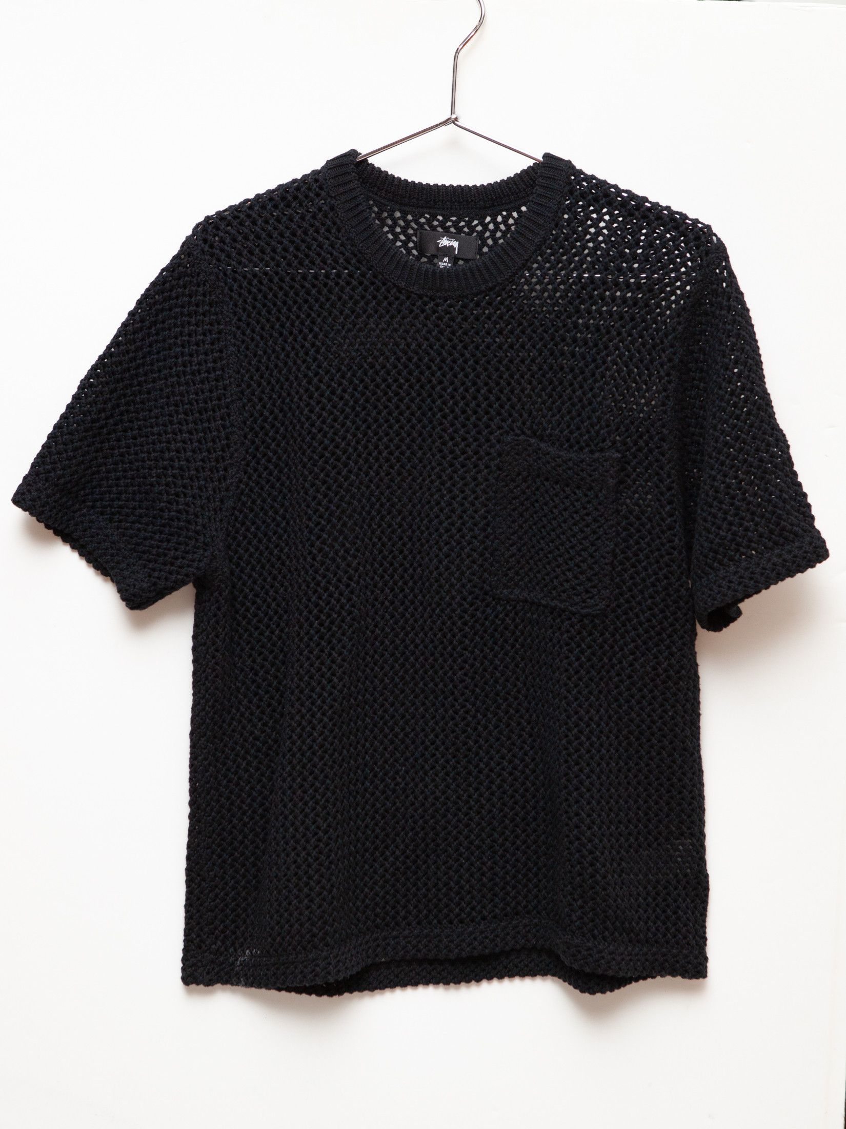 ★22-23FW新作★STUSSY★O'DYED MESH CREW Stussy O'Dyed Mesh Crew Black - Centrevillestore