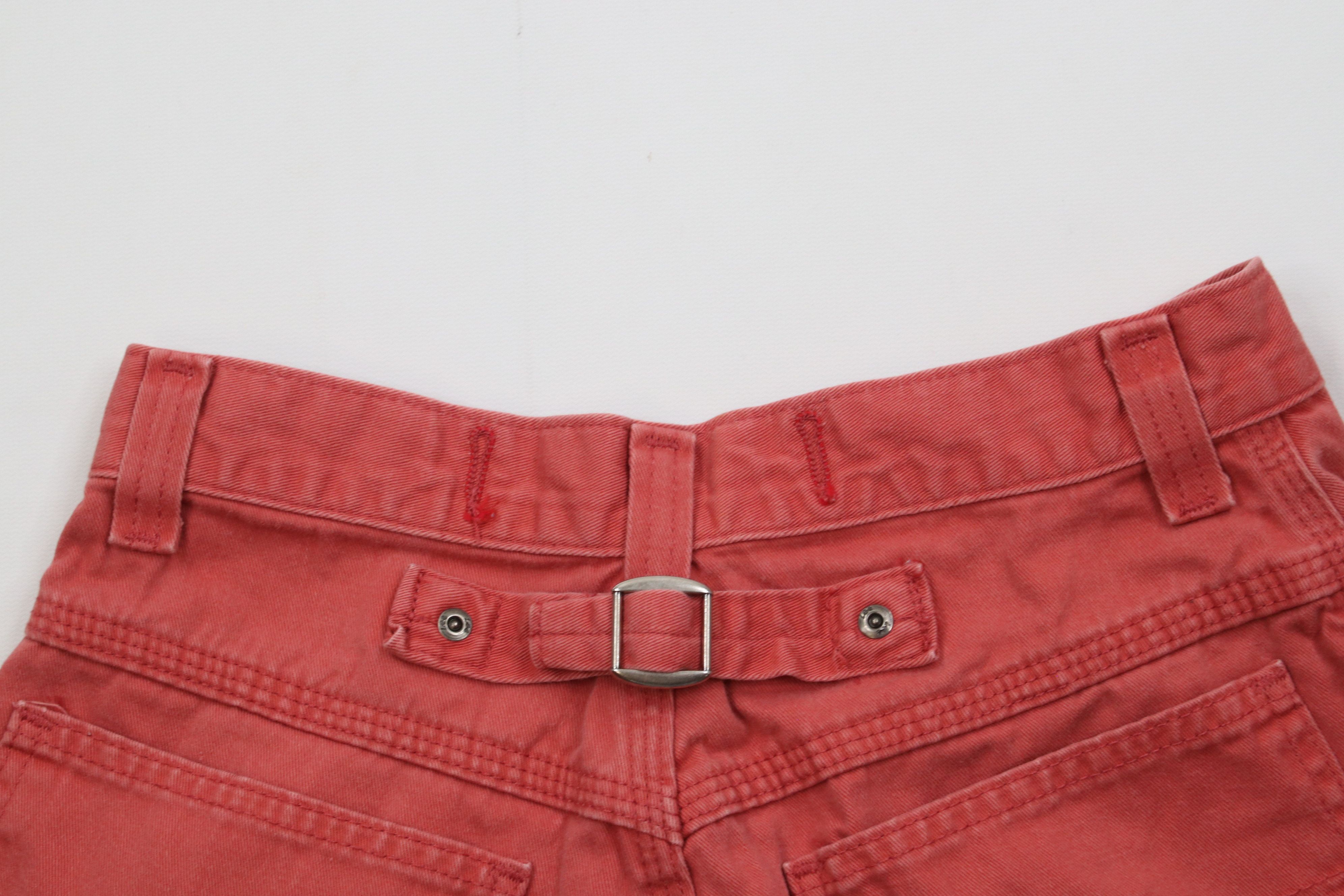 Lee Vintage 90s Lee Above Knee Buckle Back Shorts Red Cotton USA Size 28" / US 6 / IT 42 - 11 Thumbnail
