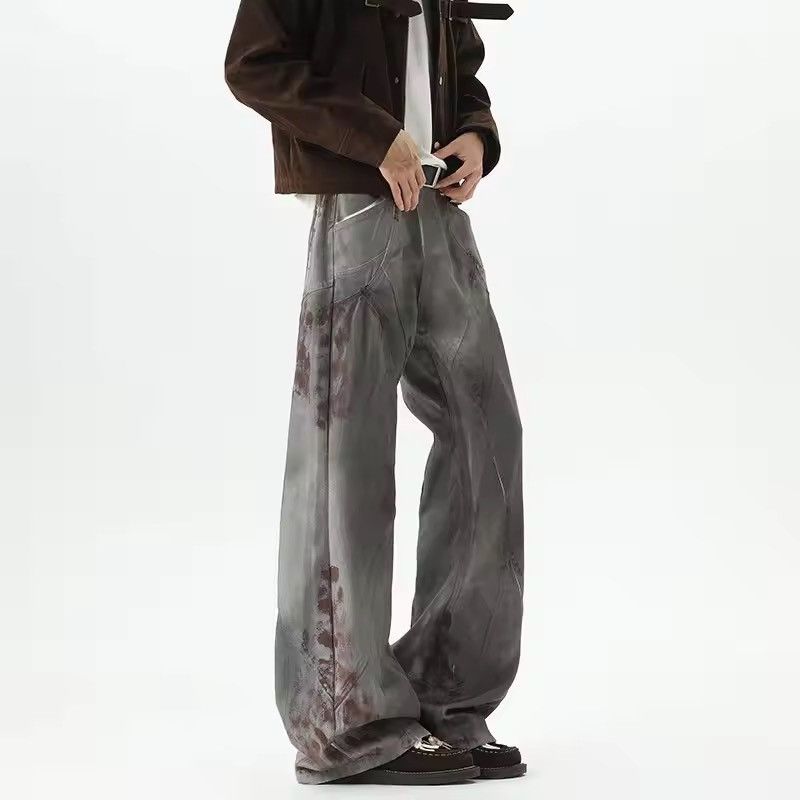 Archive Style Washed Gray Flared Denim Trousers