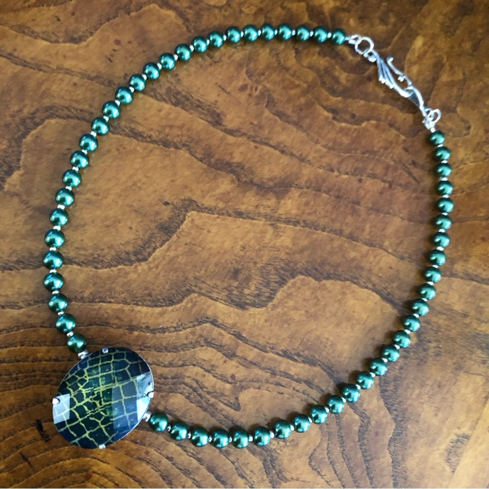 Handmade Handcrafted repurpose animal print stone Pearl necklace Size ONE SIZE - 9 Thumbnail