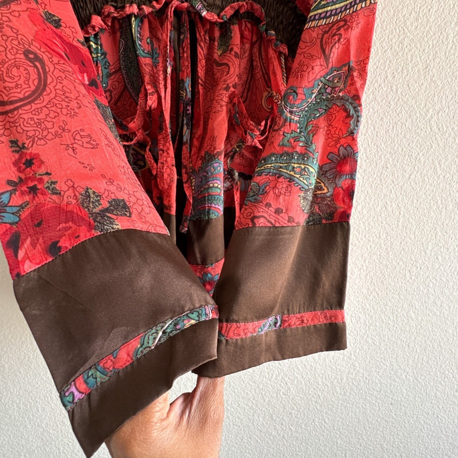 Johnny Was JOHNNY WAS Red Brown Paisley Top XS Front Pockets Bohemian Size XS / US 0-2 / IT 36-38 - 7 Thumbnail