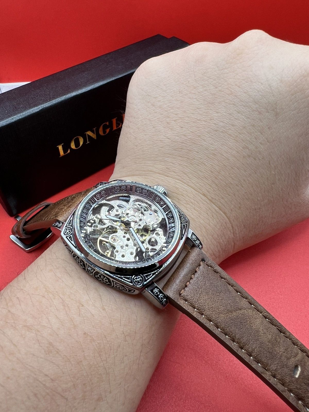 Other Silver LONGLUX mechanical Men's Watch Retro Style Skeleton Size ONE SIZE - 11 Thumbnail